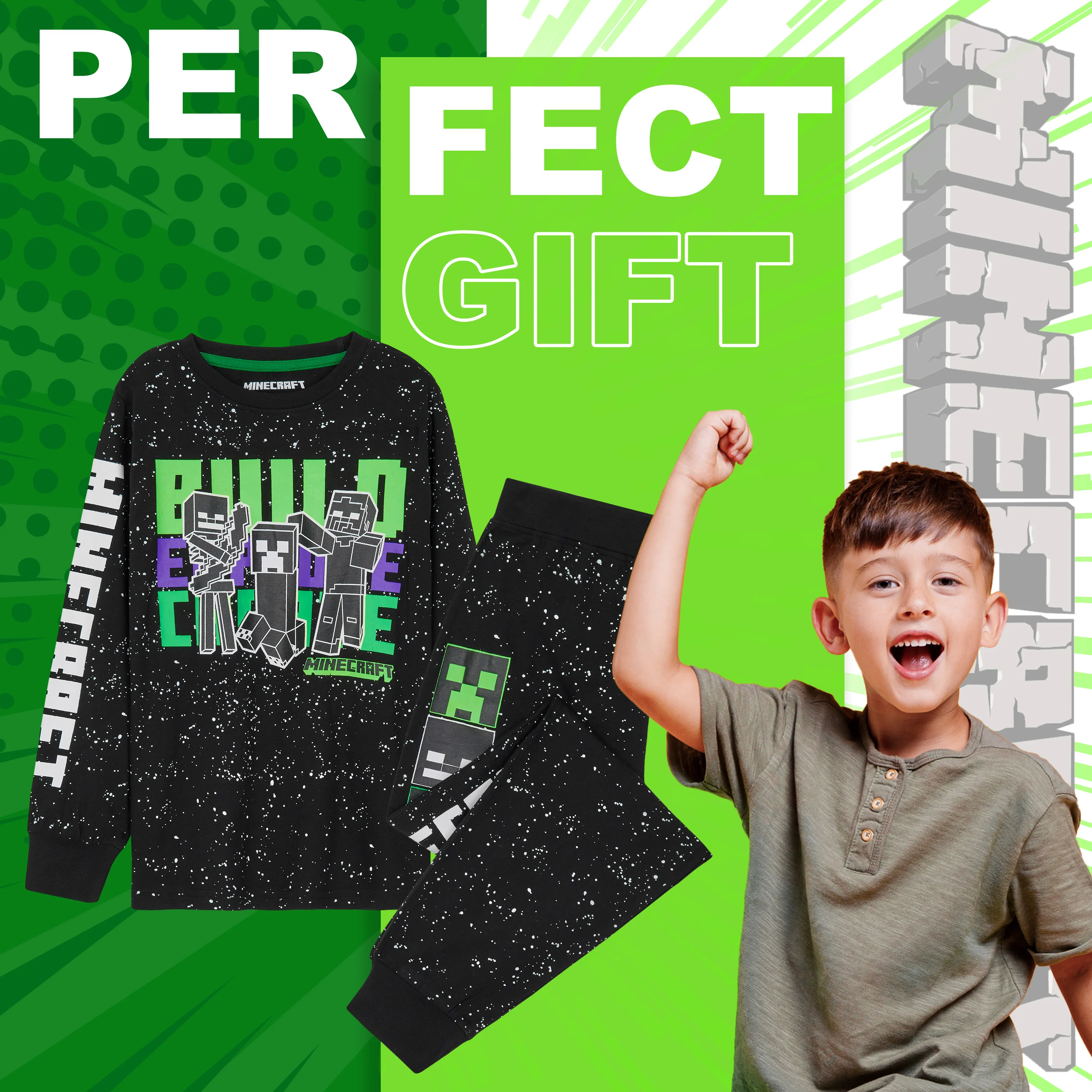 Minecraft Boys Pyjama Set, T-Shirt and Bottoms Set for Boys - Image 3