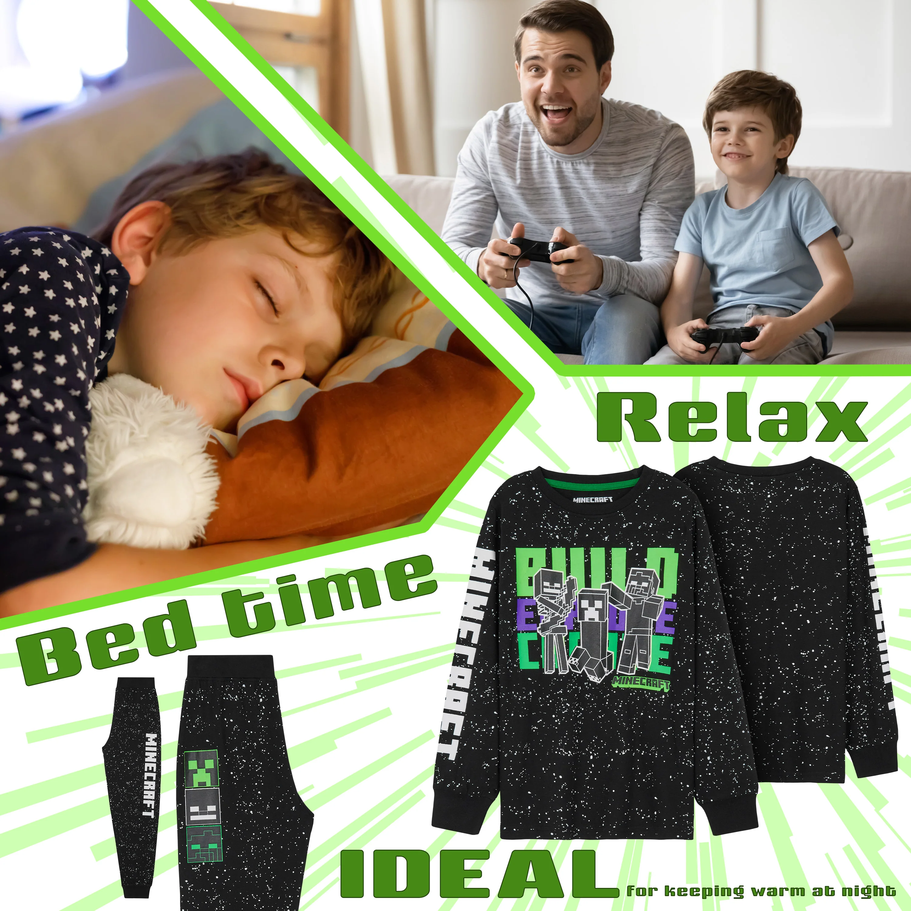 Minecraft Boys Pyjama Set, T-Shirt and Bottoms Set for Boys - Image 5