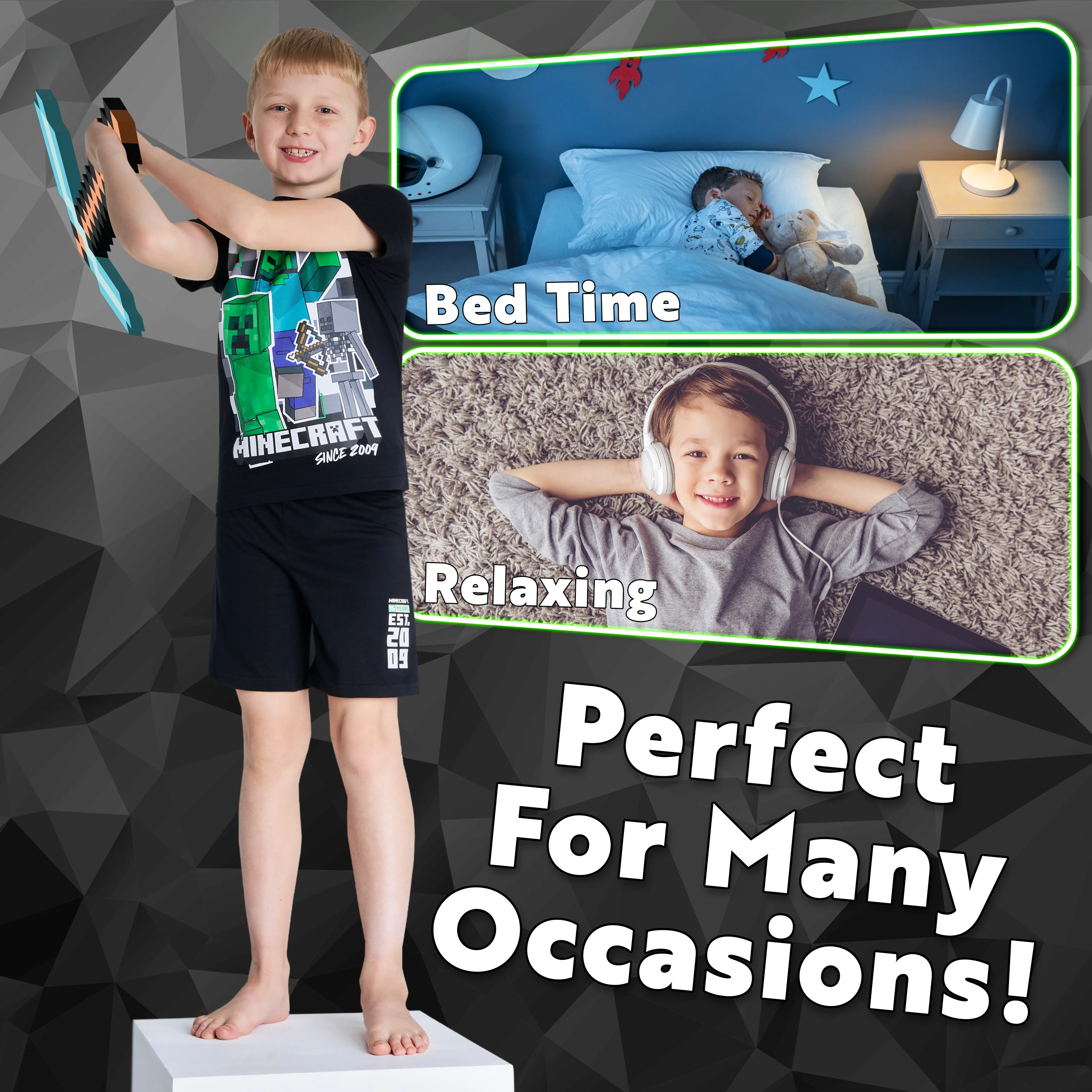 Minecraft Boys Short Pyjamas Set Breathable 2 Piece Loungewear Set - Image 4