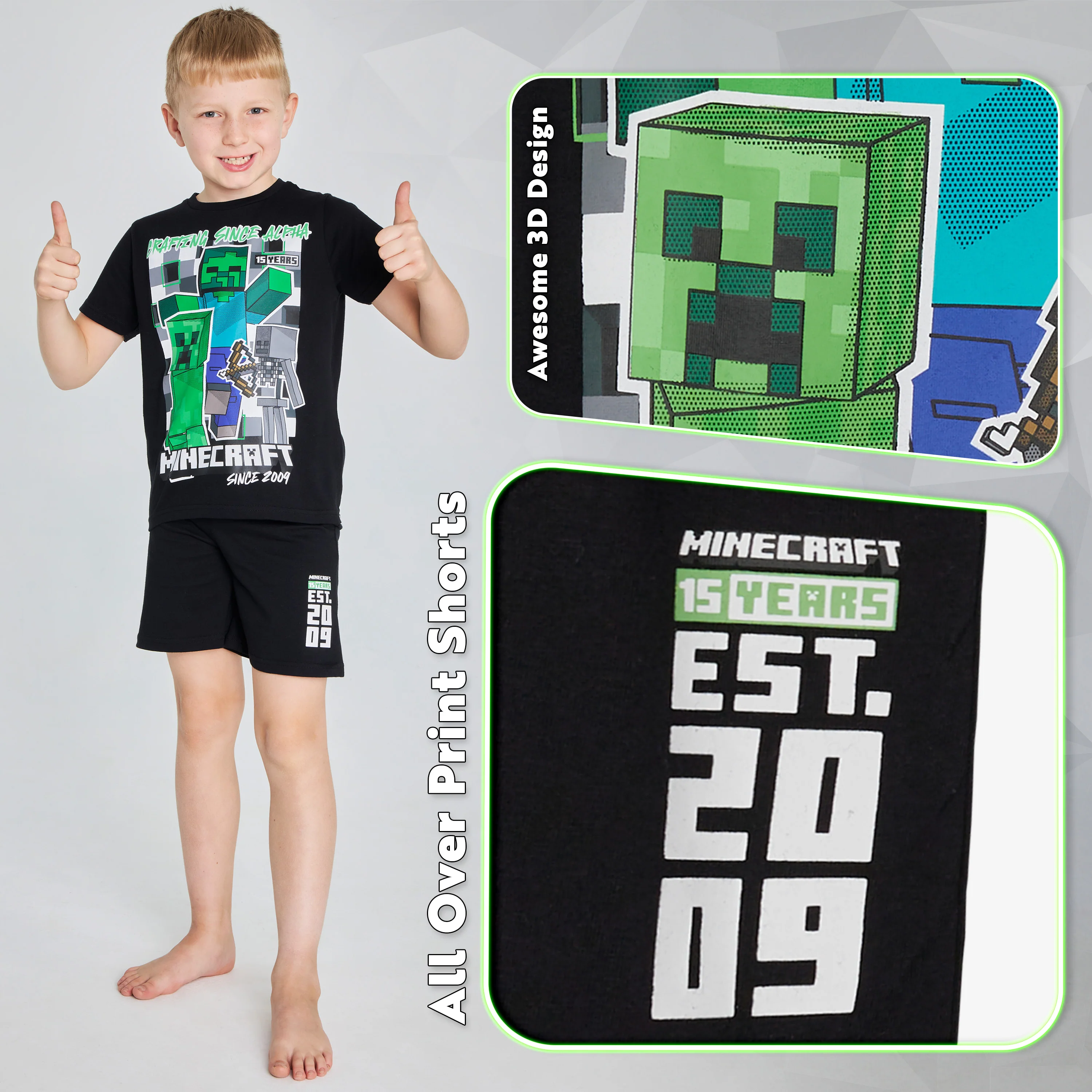 Minecraft Boys Short Pyjamas Set Breathable 2 Piece Loungewear Set - Image 5