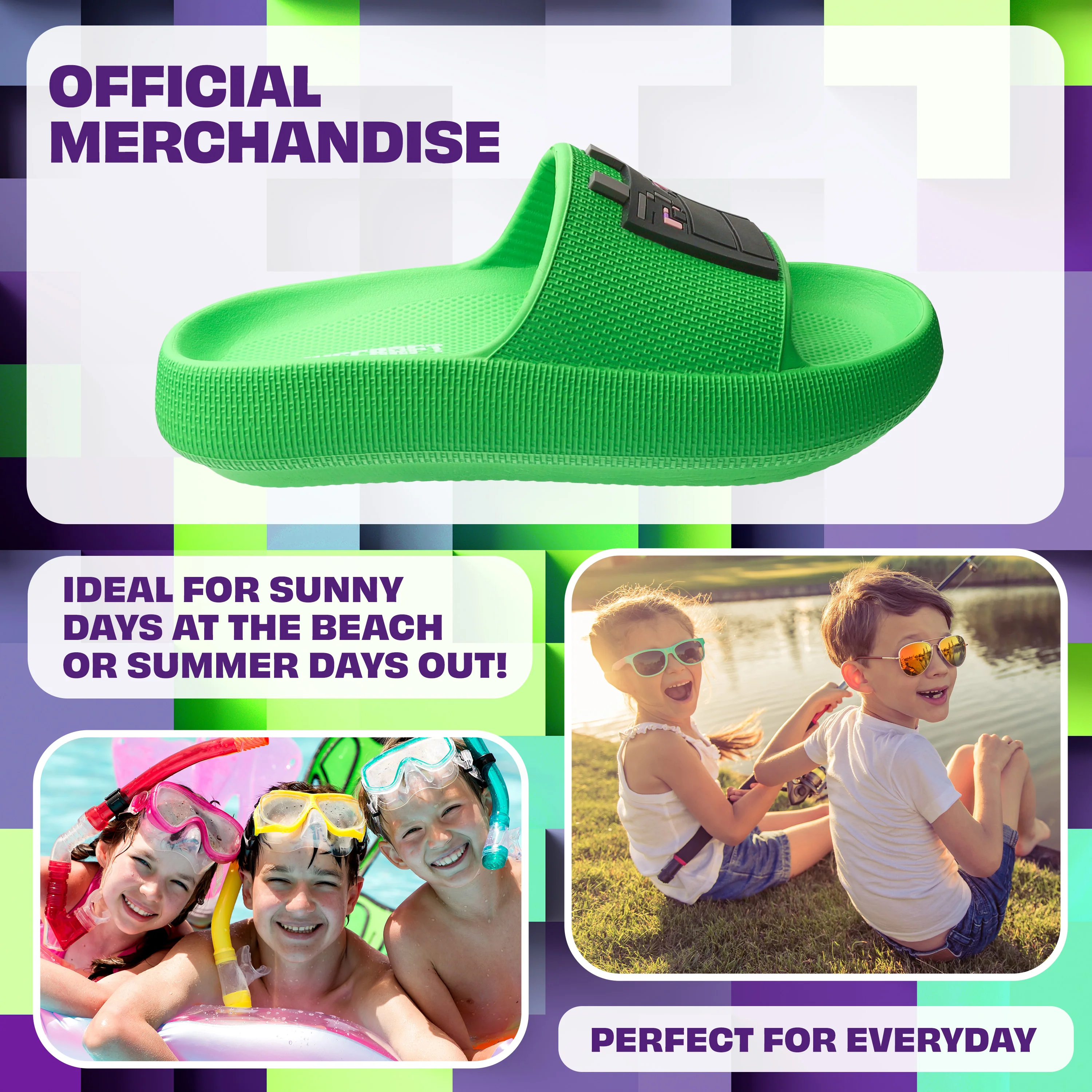 Minecraft Boys Sliders or Flip Flops for Beach and Pool - Boys Gifts - Image 5
