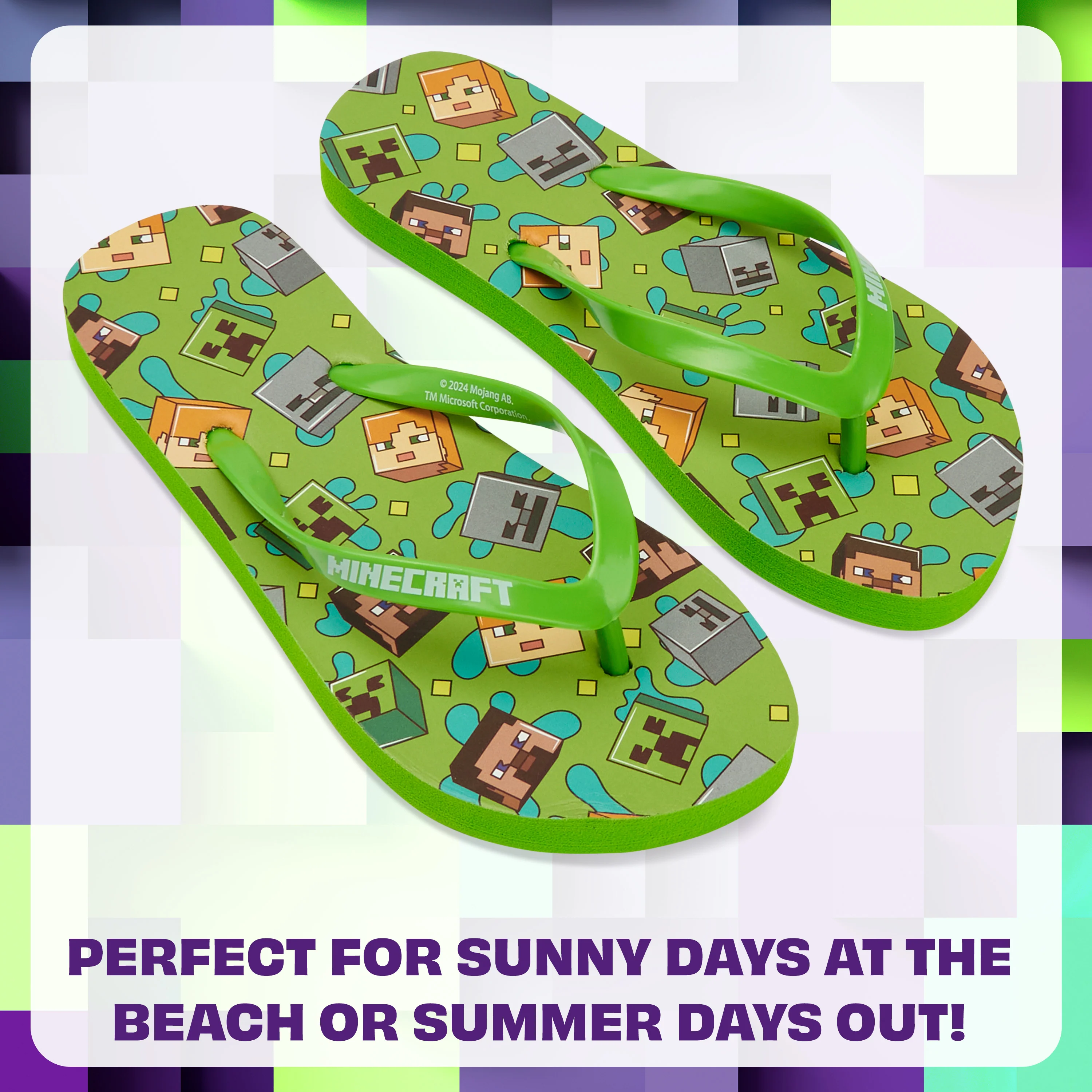 Minecraft Boys Sliders or Flip Flops for Beach and Pool - Boys Gifts - Image 4