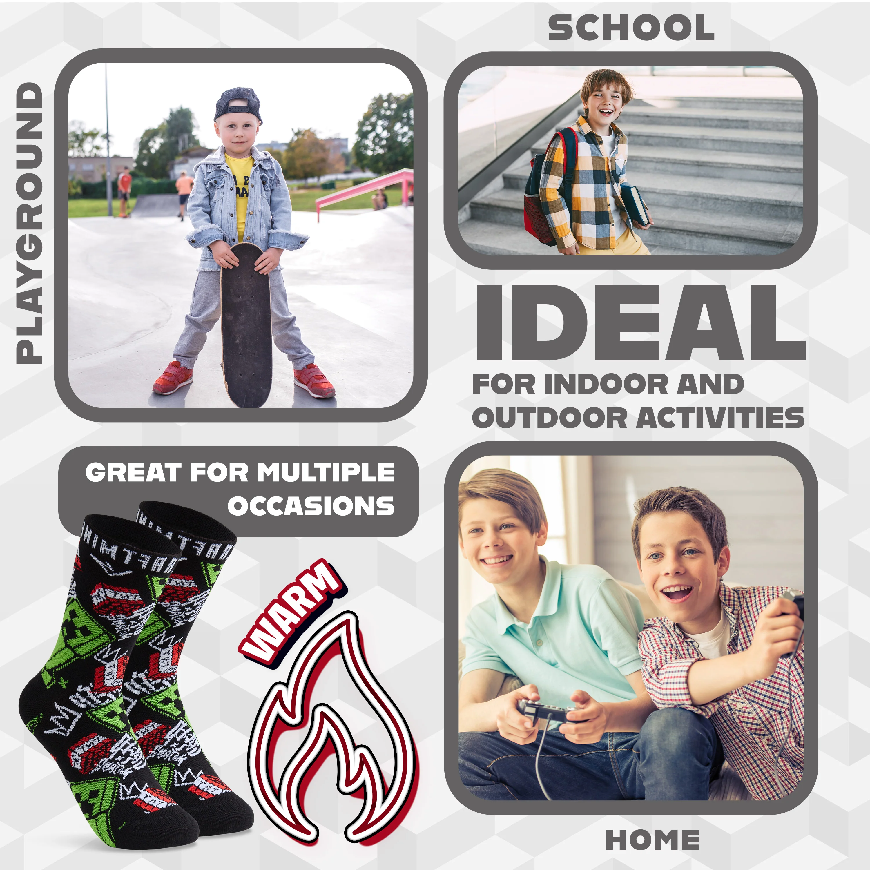 Minecraft Boys Socks 3 Pack- Cotton-Rich Crew Socks Kids - Image 5