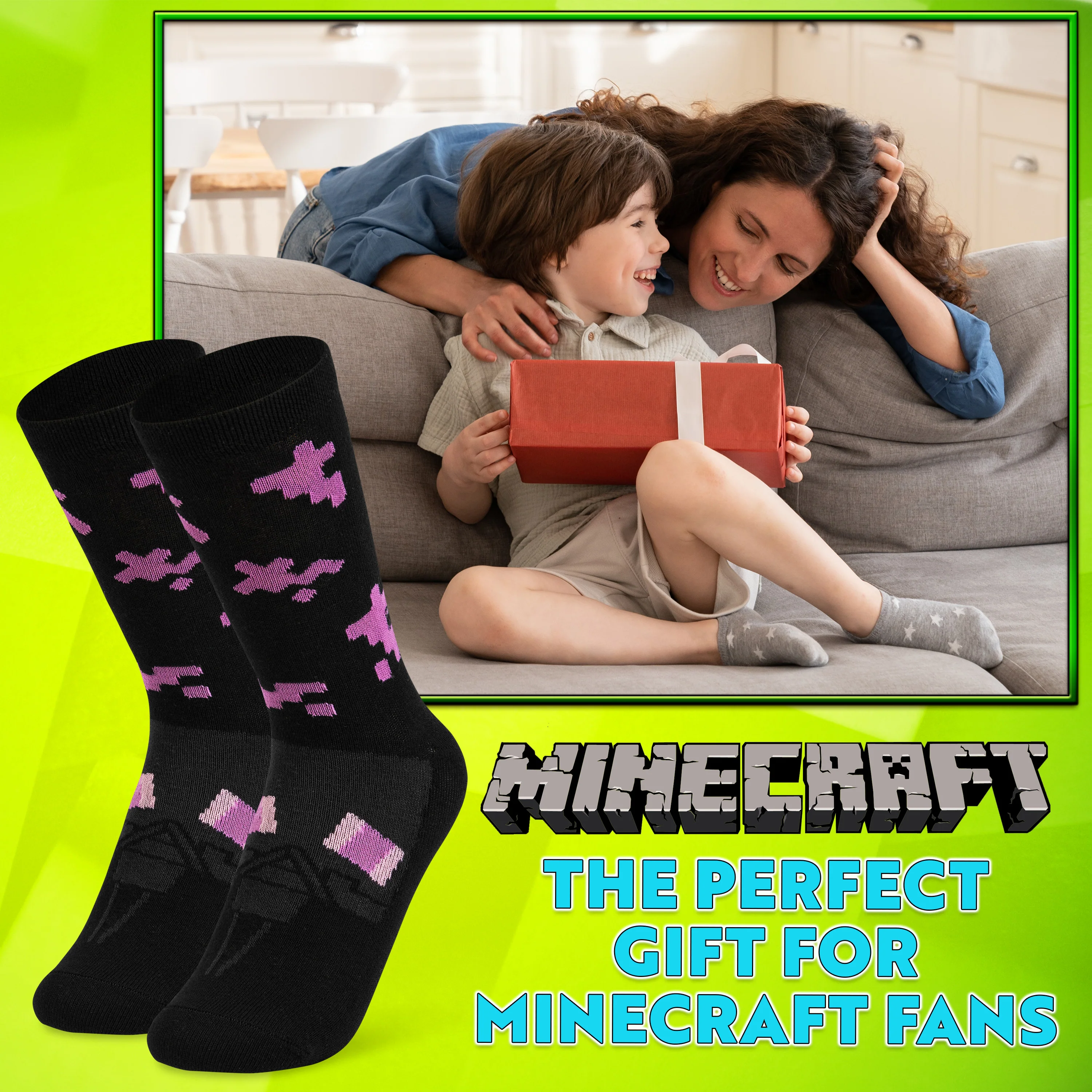 Minecraft Boys Socks 5 Pack - Cotton-Rich Crew Socks - Image 3