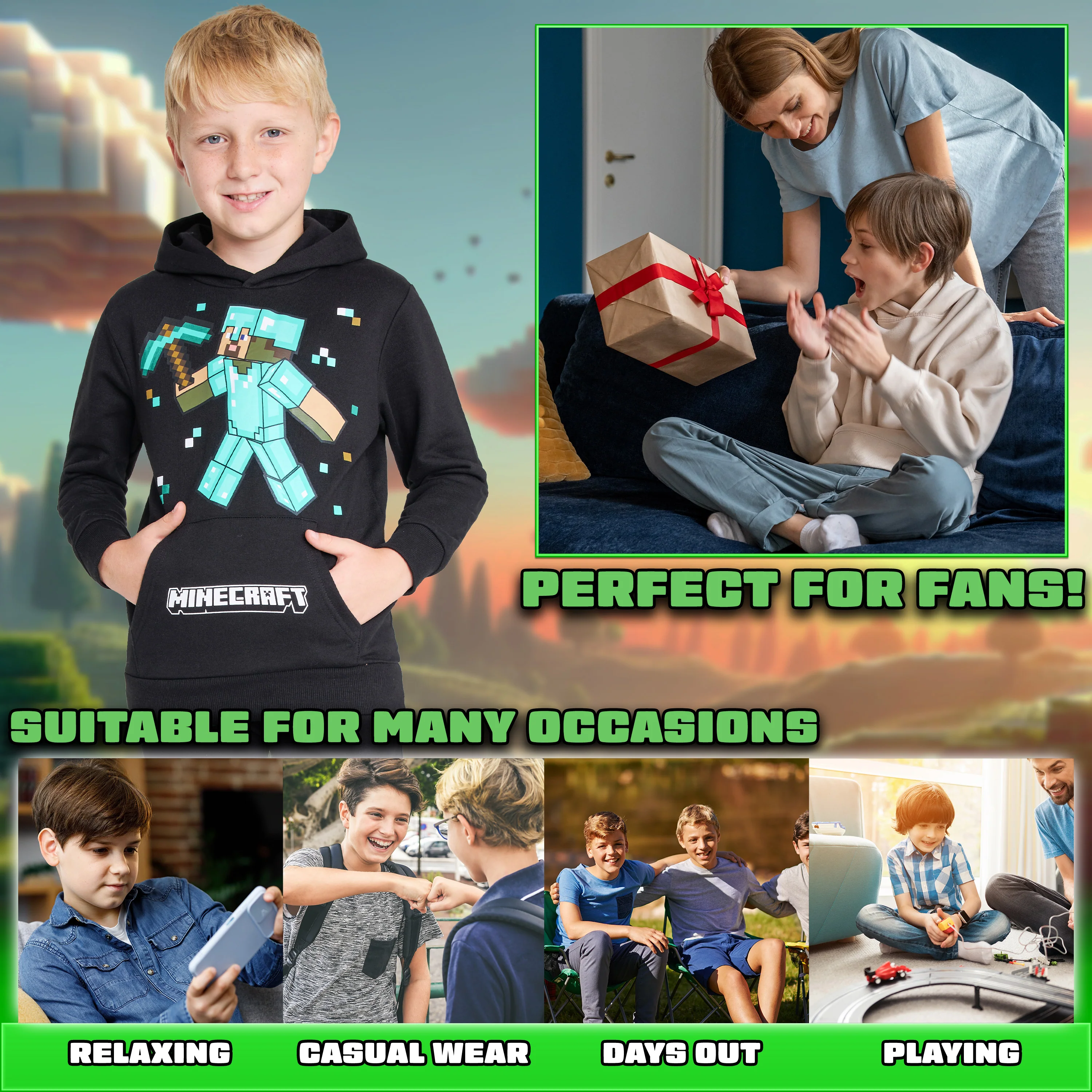 Minecraft Boys Tracksuit Set Comfy Loungewear Activewear - Gaming Gifts for Boys - Image 3
