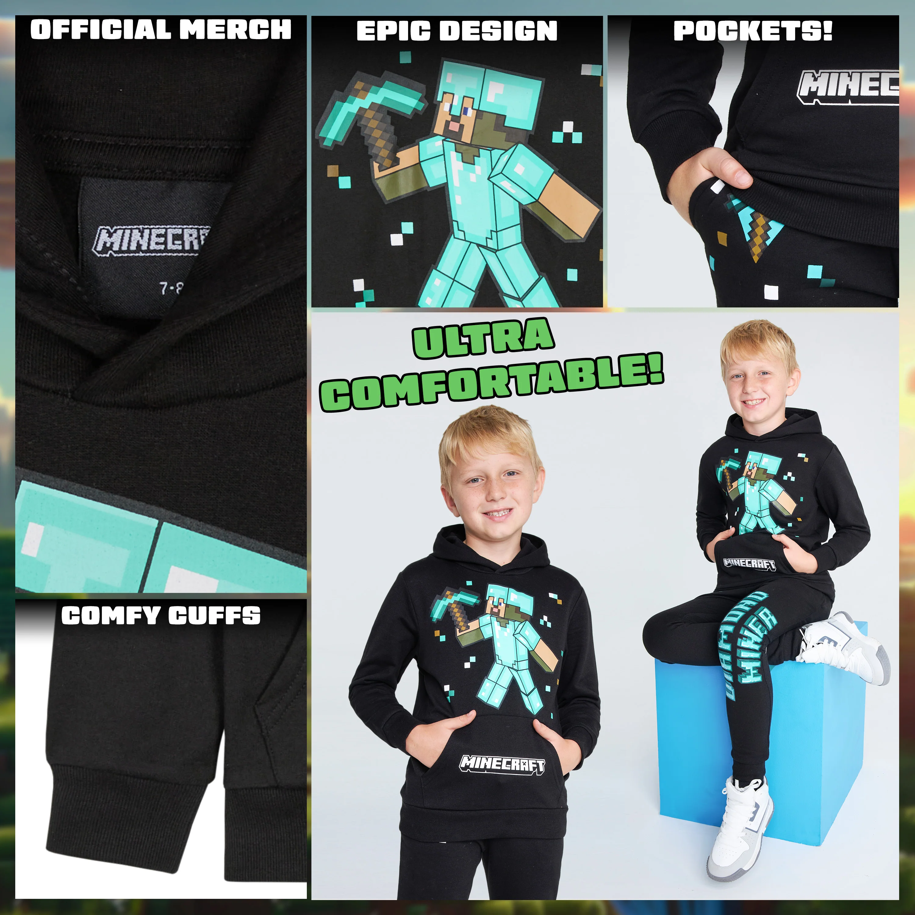 Minecraft Boys Tracksuit Set Comfy Loungewear Activewear - Gaming Gifts for Boys - Image 4