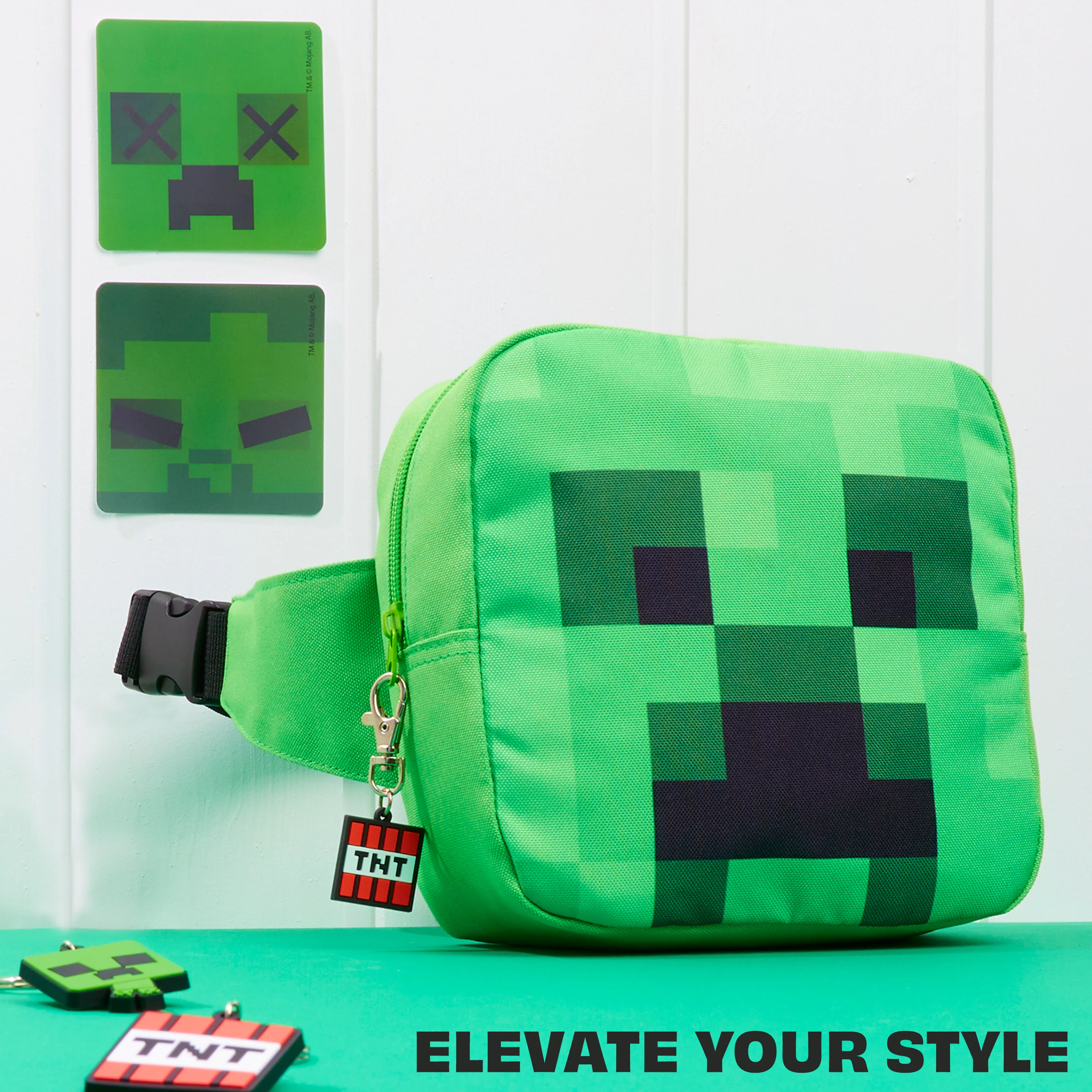 Minecraft Boys Waist Pack with Adjustable Strap, Creeper Travel Bag - Gamer Gifts (Green) - Image 4