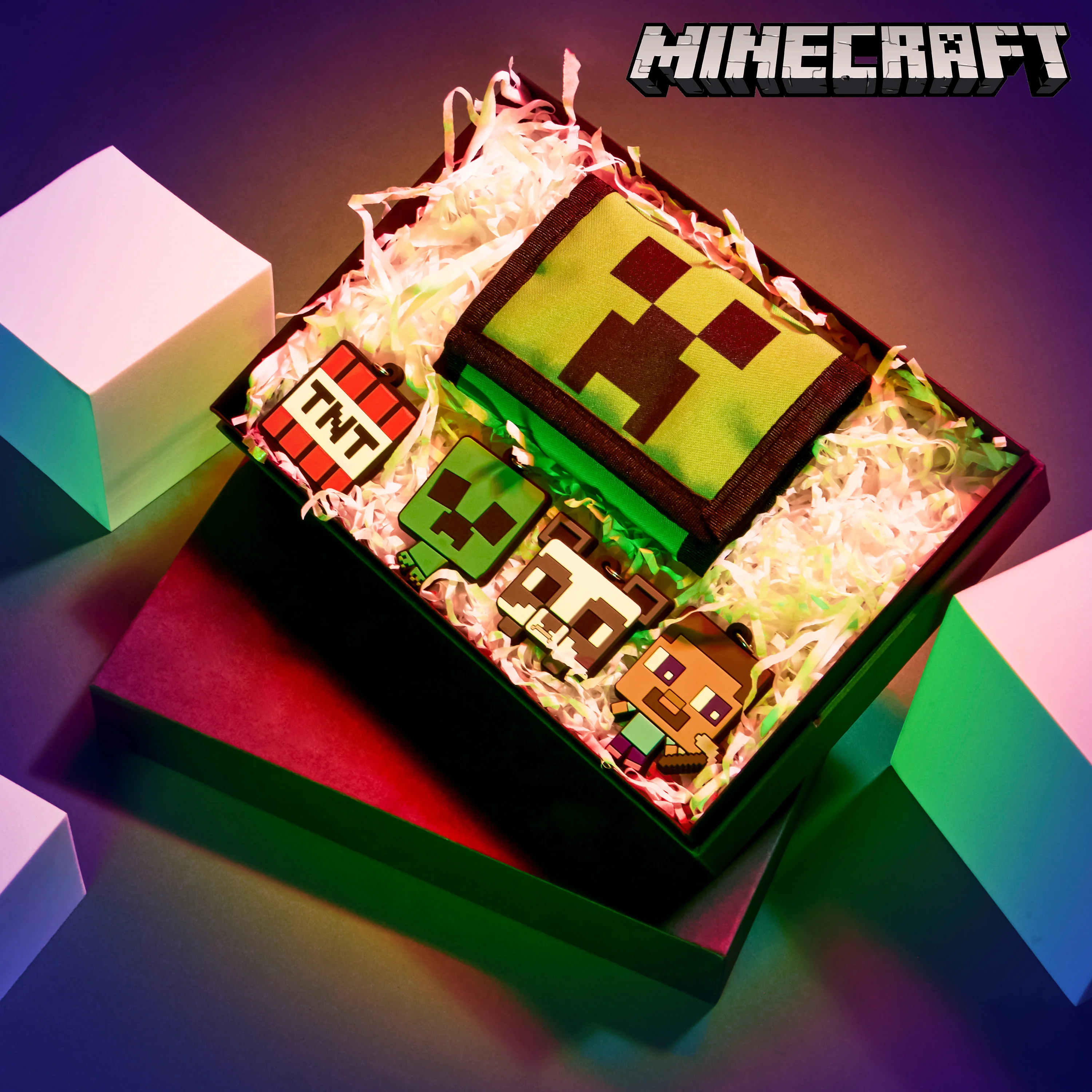 Minecraft Boys Wallets for Kids with Card Slots Boys Wallet with Zip Coin Pocket Creeper Keyrings for Kids Gamer Accessories Gift Set Gaming Gifts for Boys - Image 2