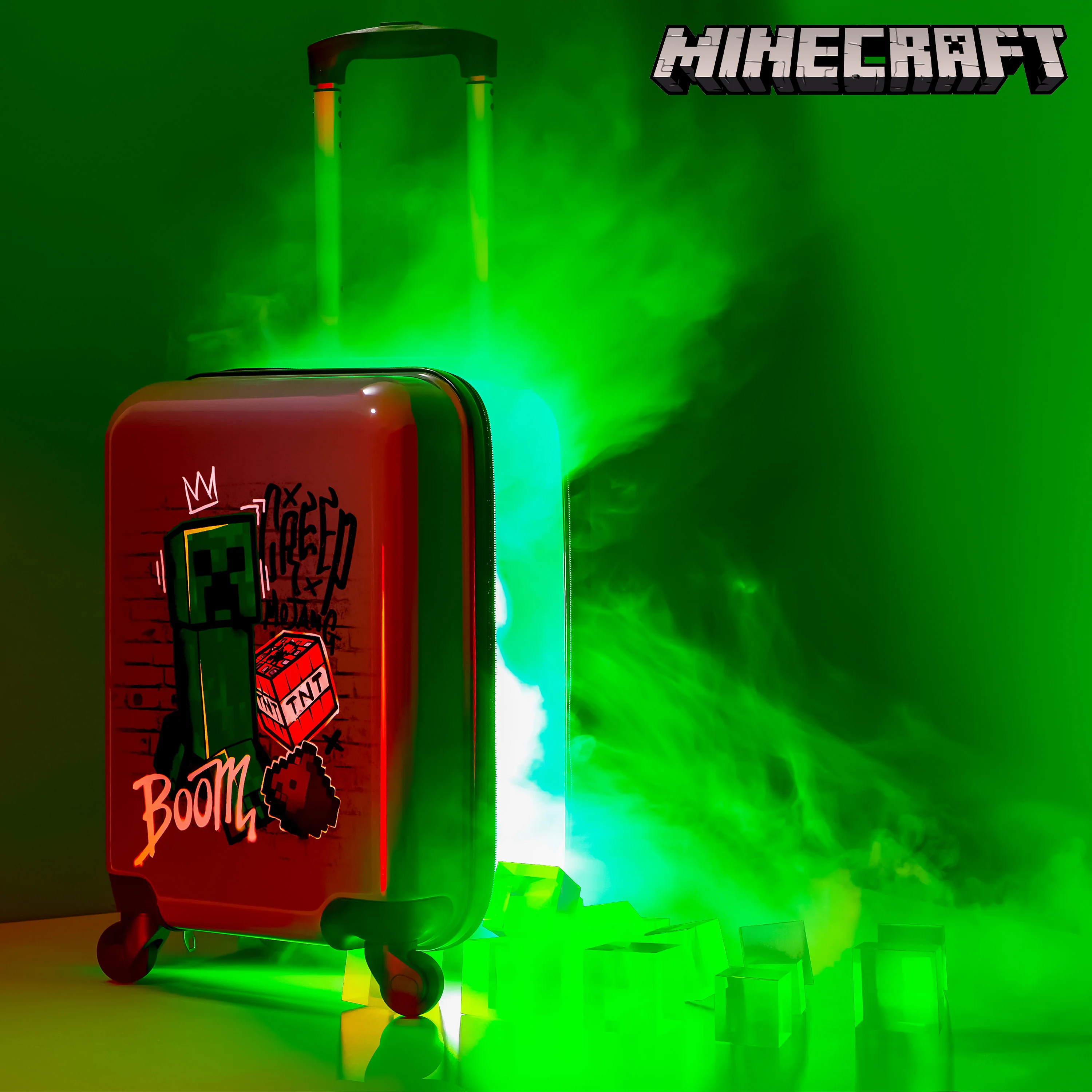 Minecraft Carry On Suitcase for Kids, Creeper Cabin Bag with Wheels - Image 3