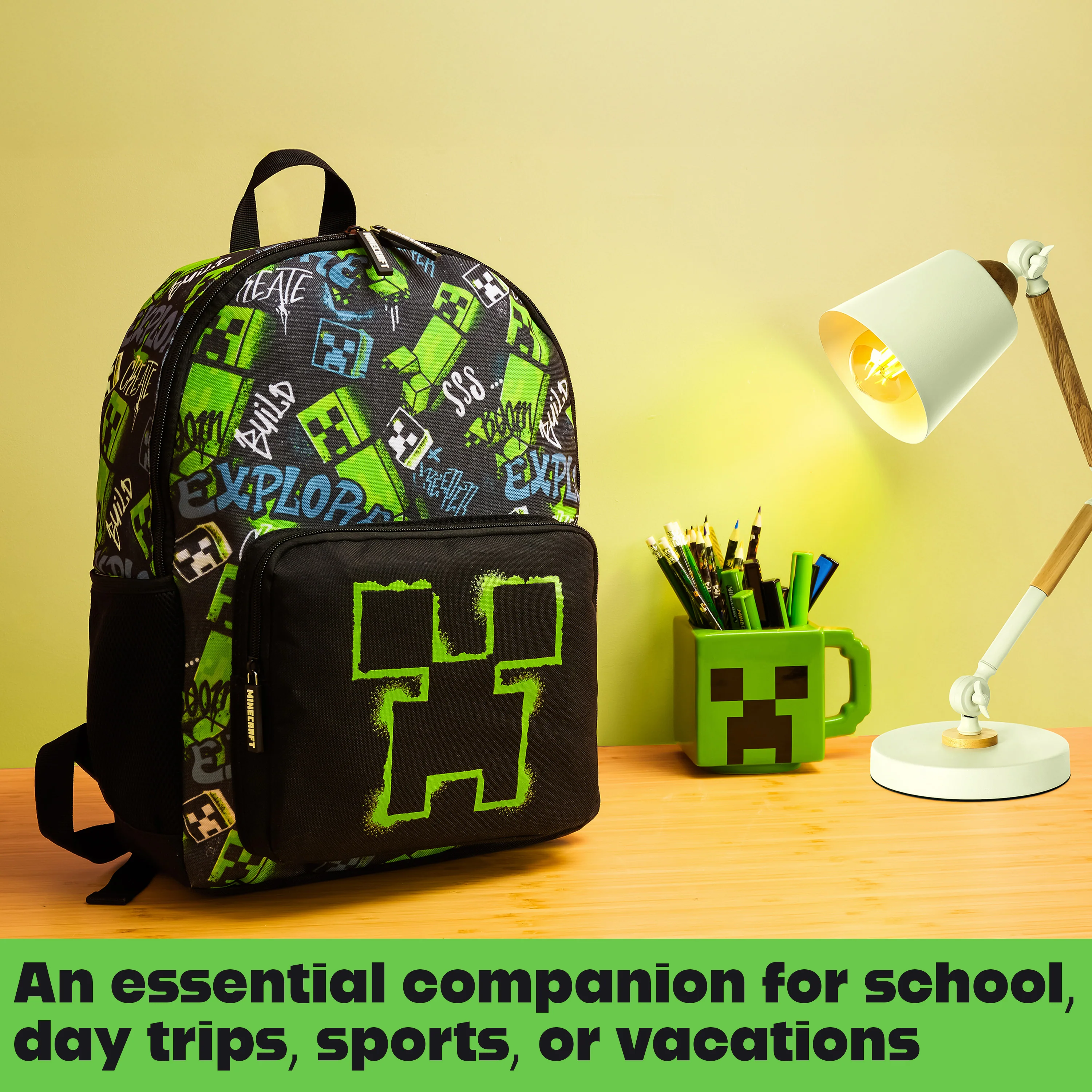 Minecraft Children’s Backpacks for Boys Creeper Rucksack School Bag with Zipped Pockets Adjustable Straps Kids Backpack Travel Sports Gamer Gifts for Boys - Image 5