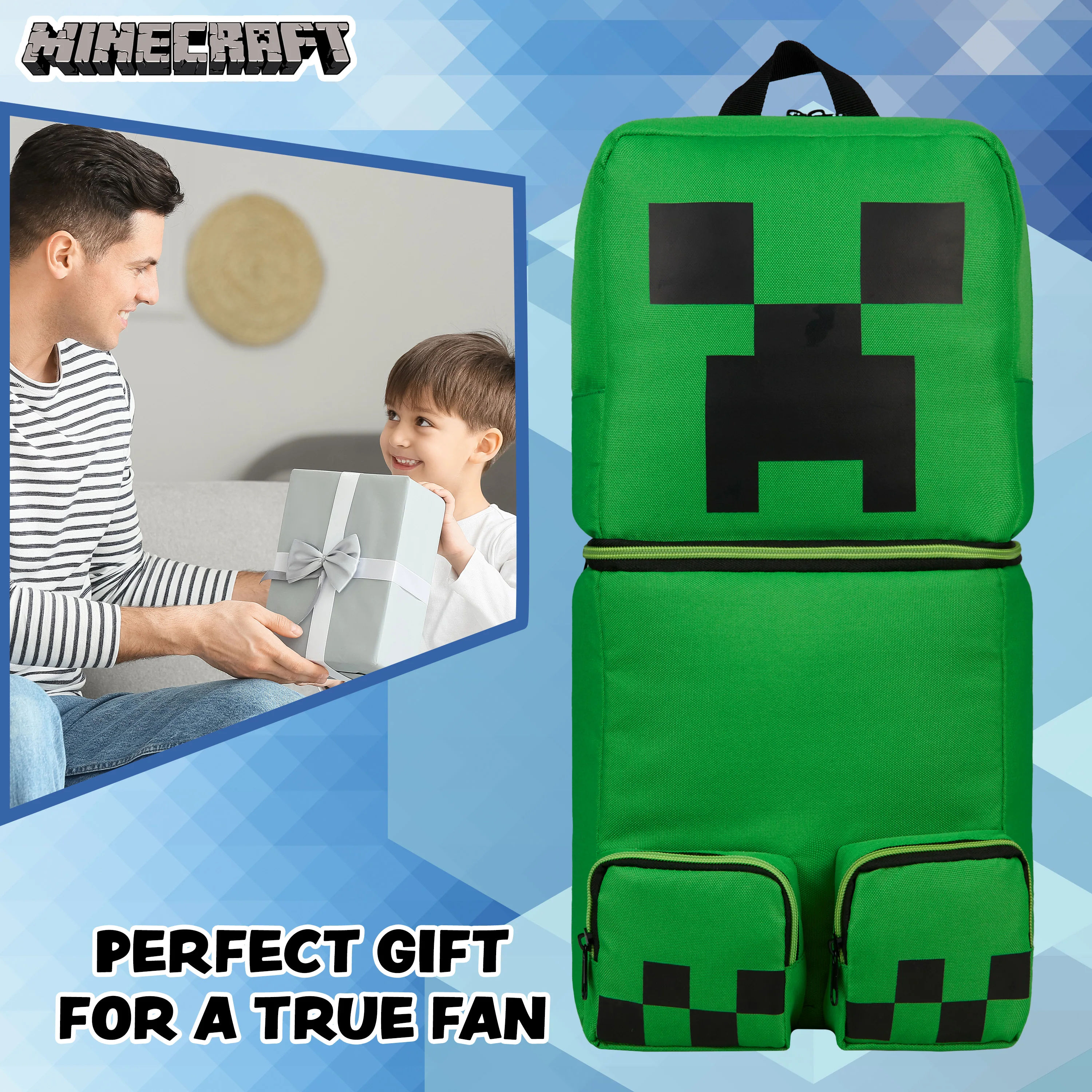 Minecraft Children's Backpacks for Boys, Creeper Green Rucksack - Image 3