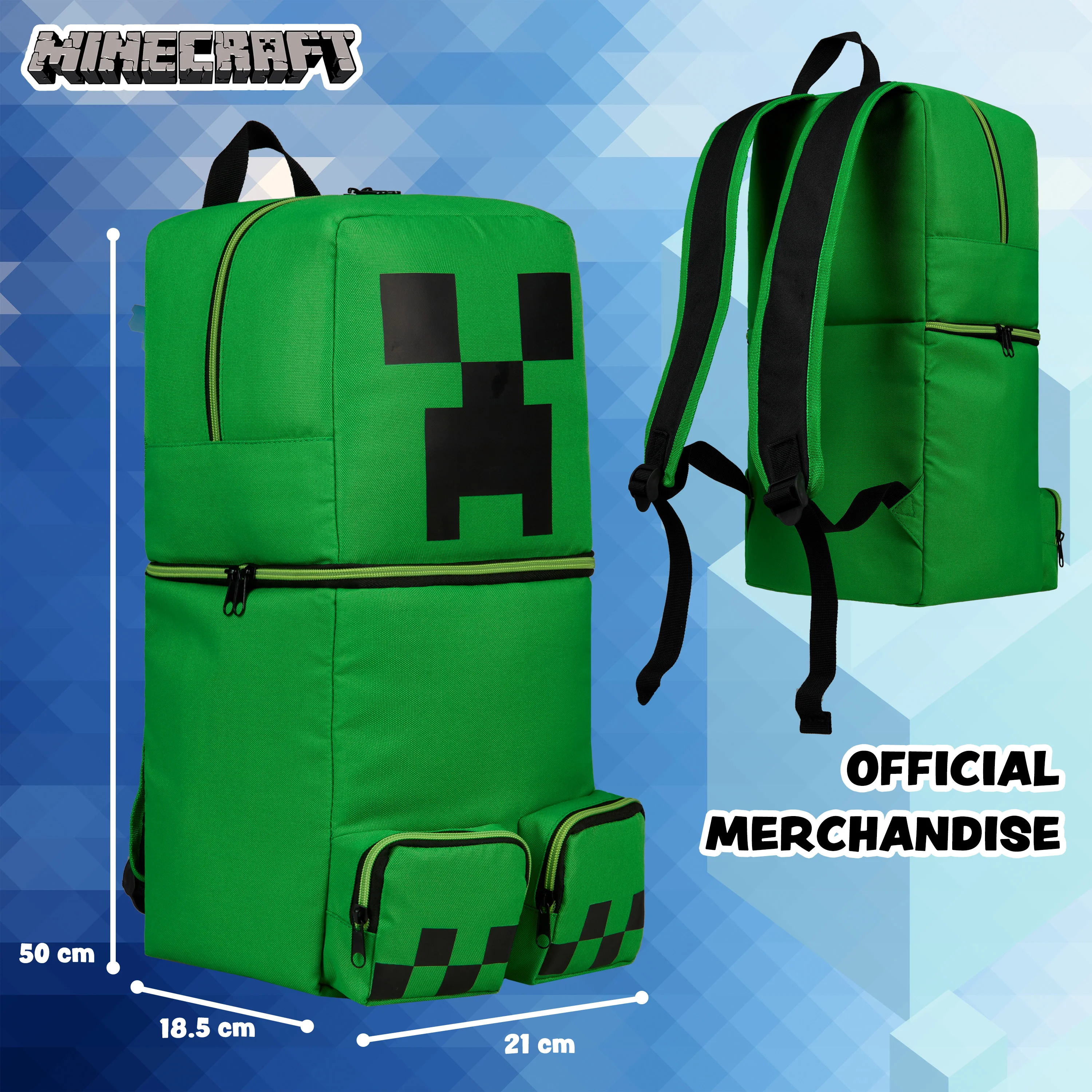 Minecraft Children's Backpacks for Boys, Creeper Green Rucksack - Image 7