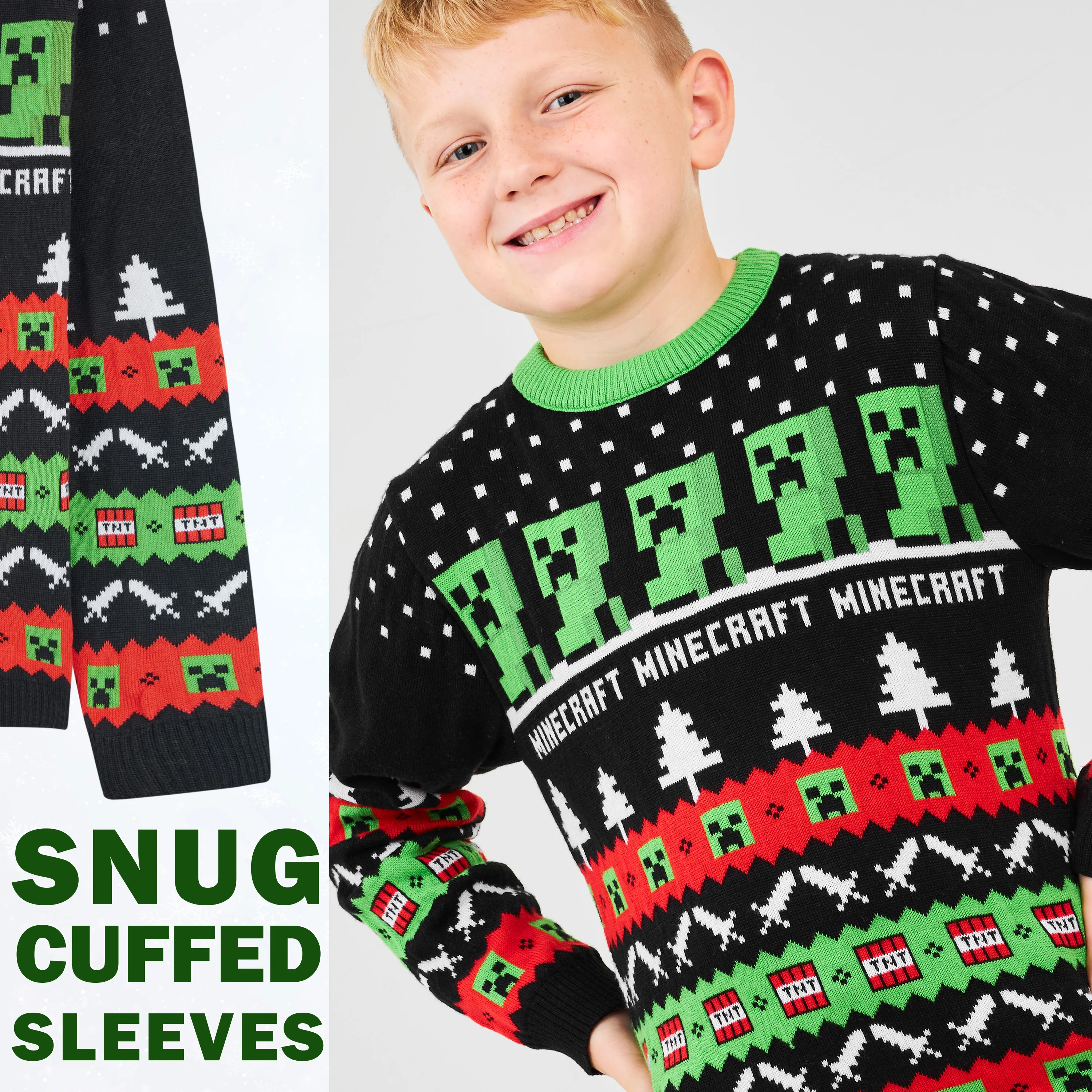 Minecraft Christmas Jumper for Boys Teenagers, Creeper Crew Neck Long Sleeve Sweater, Warm Cosy Xmas Jumper - Gifts for Boys - Image 4