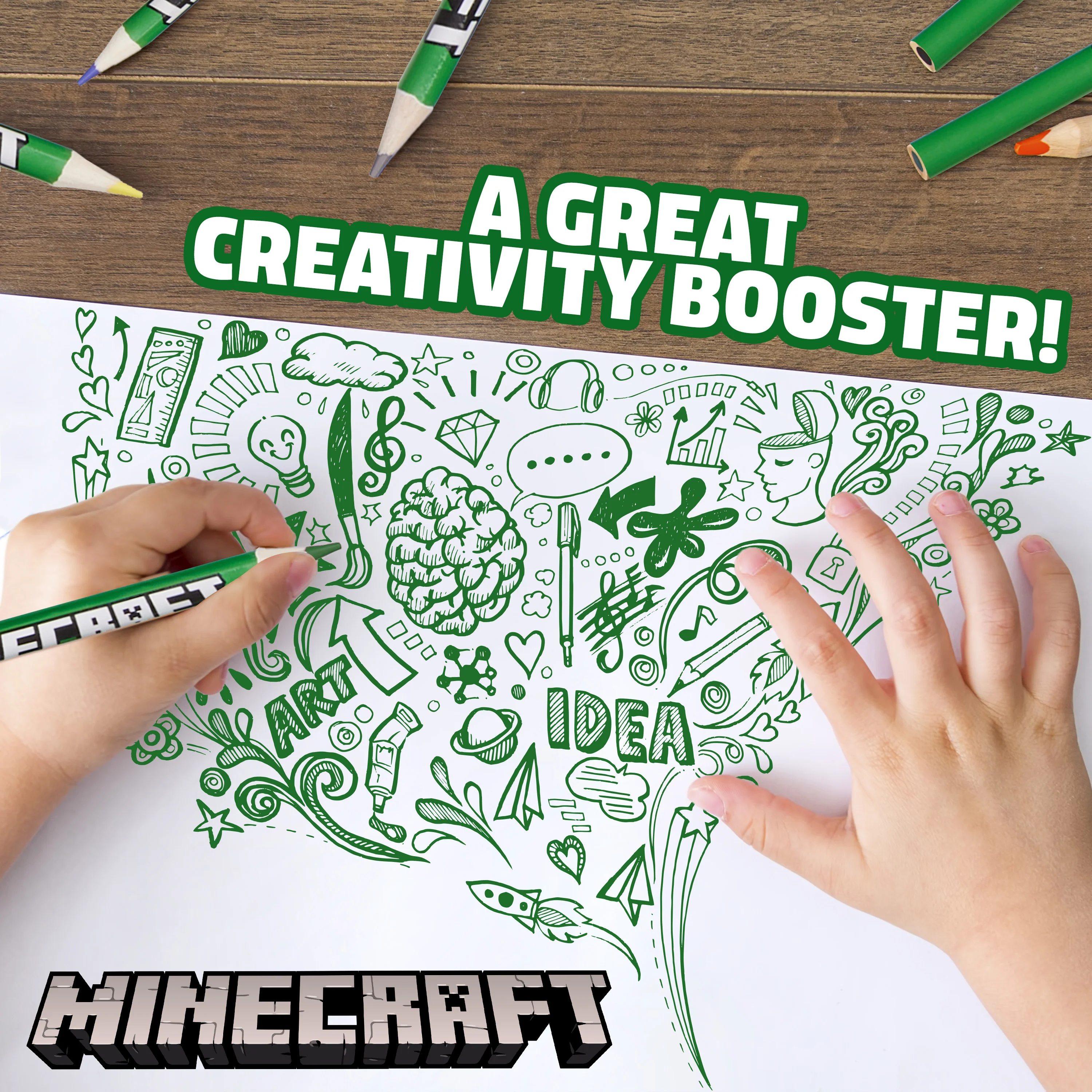 Minecraft Colouring Pencils Set for Kids 72 Pencils Colouring Box Creeper Design Colouring Set for Children Aged 3+ Official Merchandise Gifts for Boys - Image 5