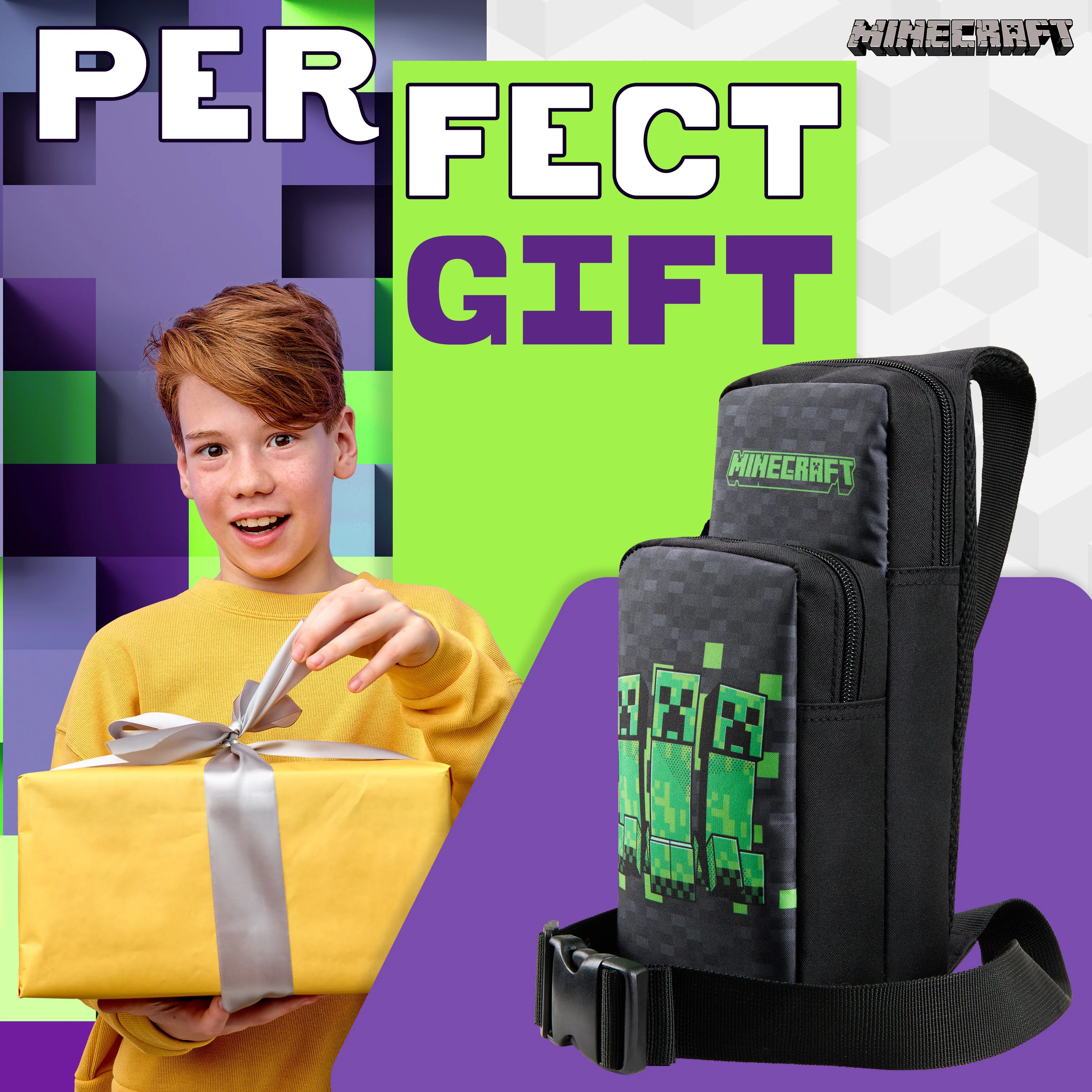 Minecraft Boys Crossbody Bag with Adjustable Strap - Gamer Gifts - Image 3