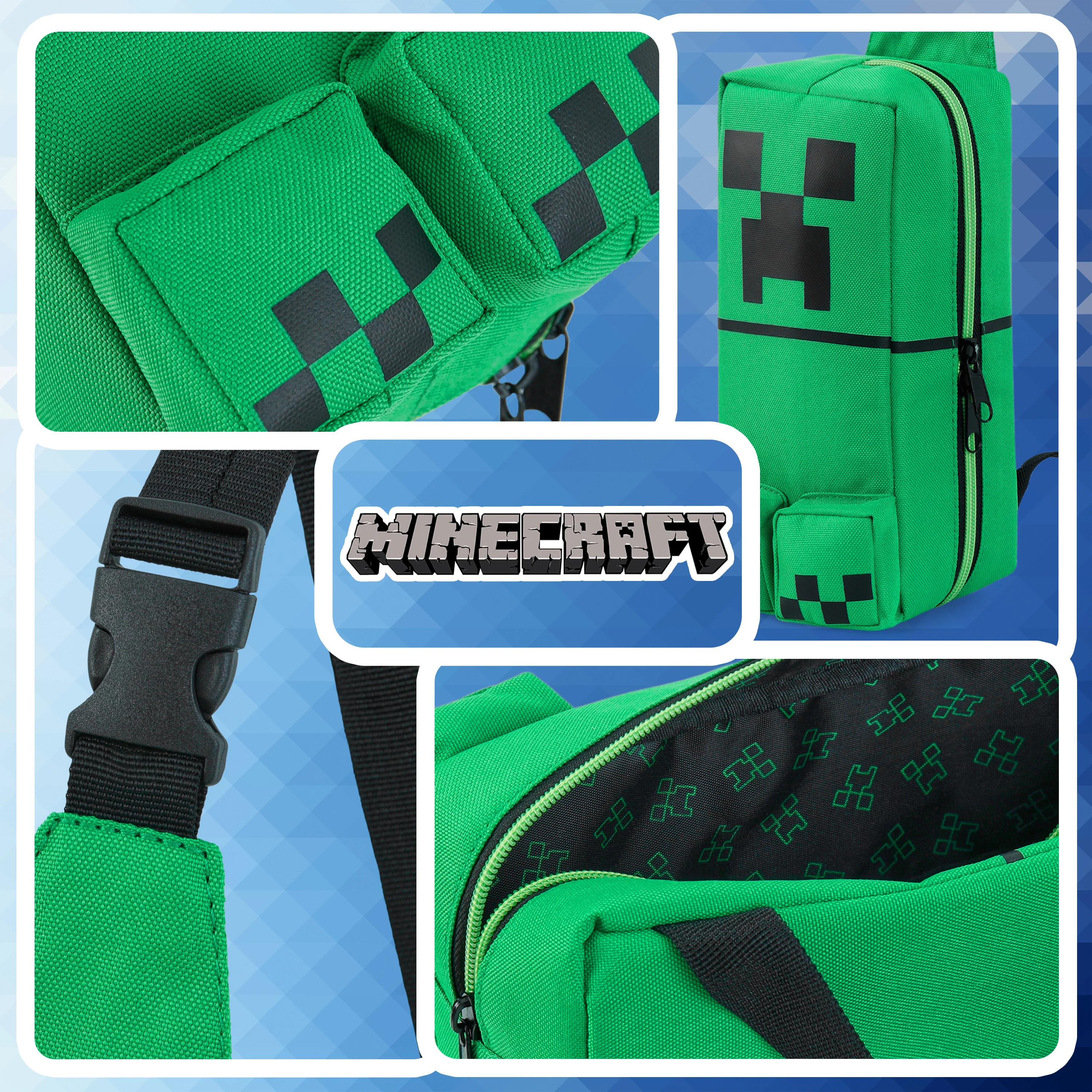 Minecraft Boys Crossbody Bag with Adjustable Strap - Gamer Gifts - Image 4