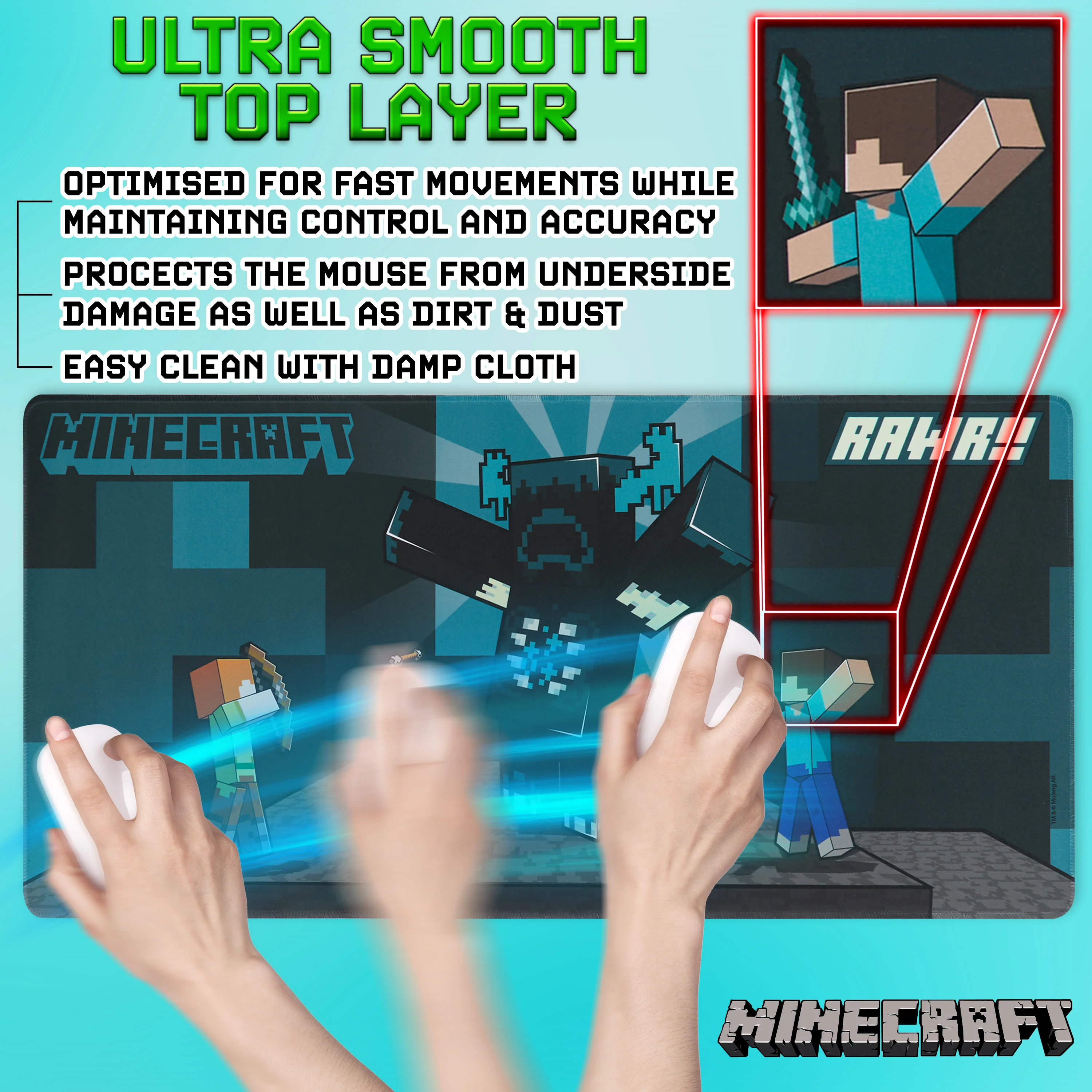 Minecraft Desk Pad for Kids and Teenagers - Blue - Image 5