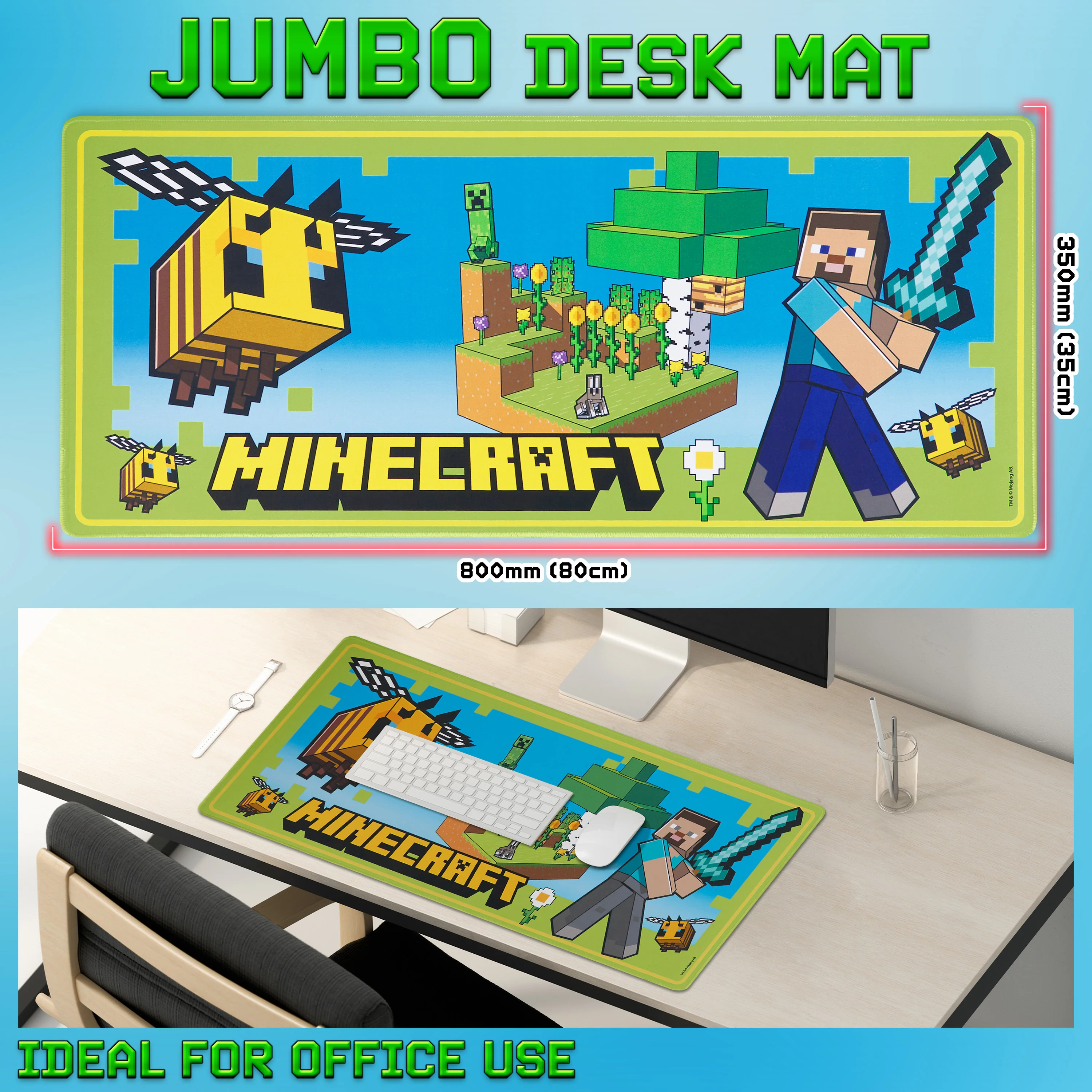 Minecraft Desk Pad for Kids and Teenagers - Green - Image 3