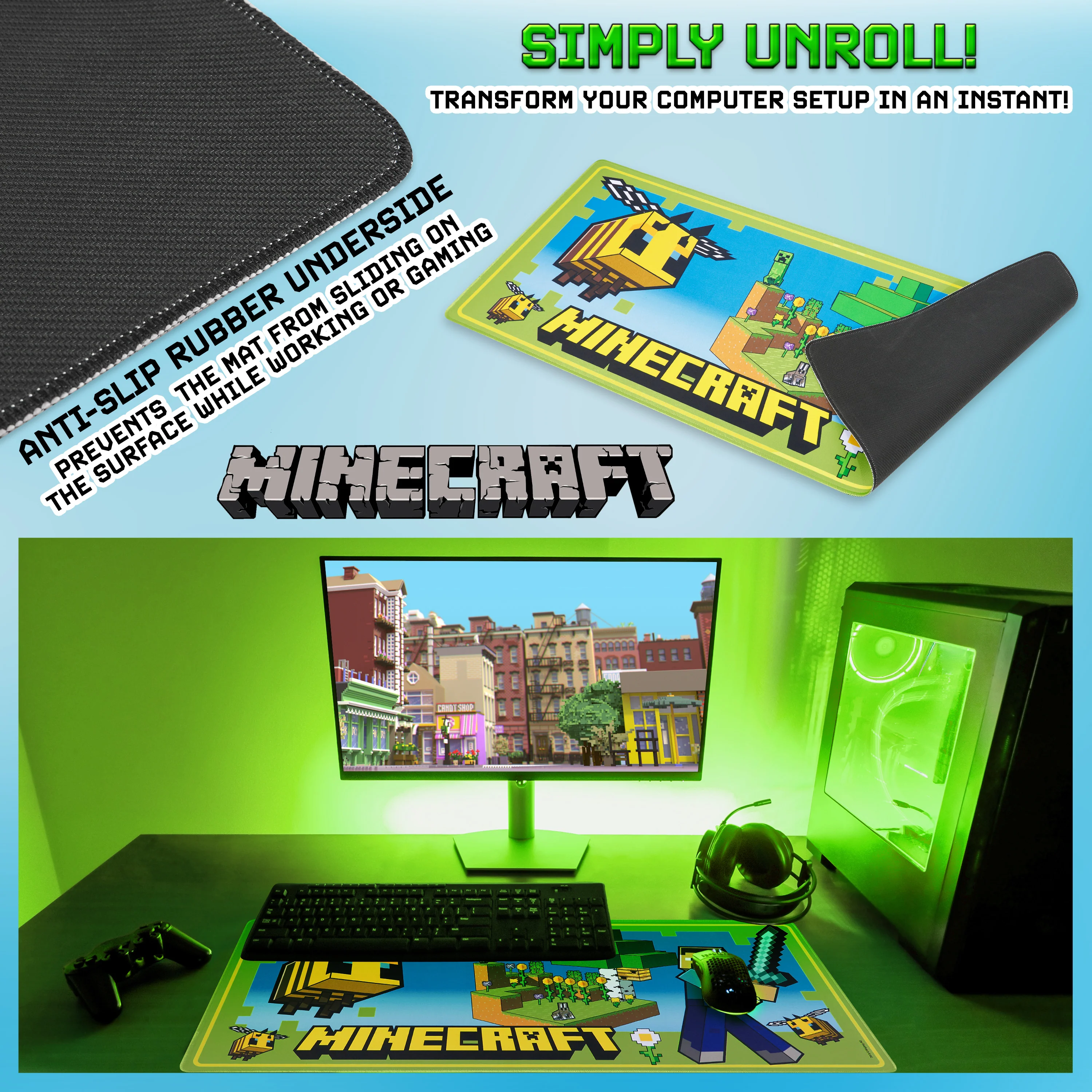 Minecraft Desk Pad for Kids and Teenagers - Green - Image 4
