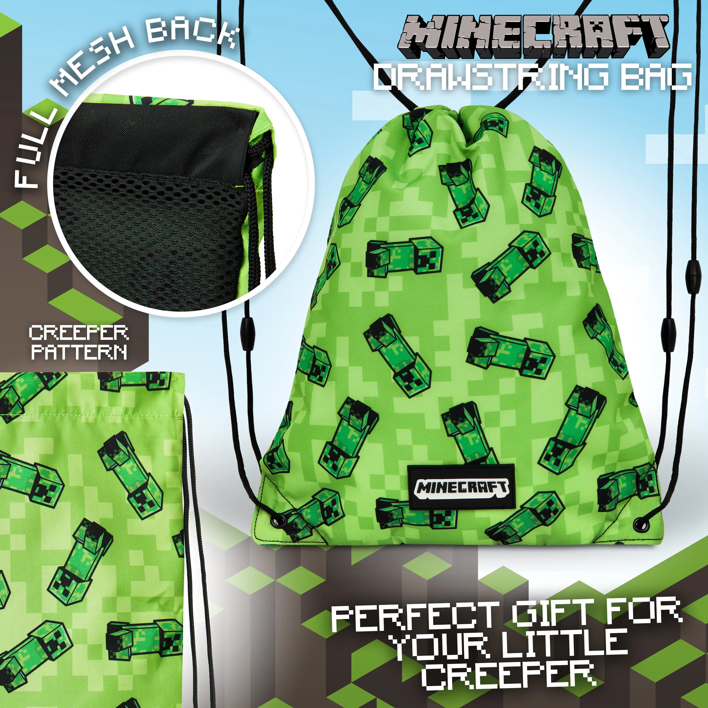 Minecraft Drawstring Bags, School PE Kit, Gym, Swimming, Sports, Travel - Image 2