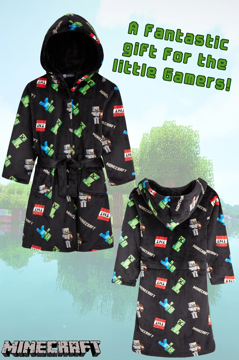 Minecraft Dressing Gown for Boys, Fluffy Fleece Bathrobe Kids Teens - Image 5