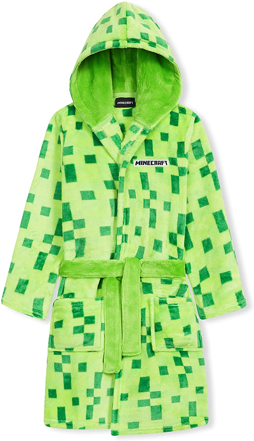 Minecraft Dressing Gown with Pixel Design for Gamers Kids and Teens