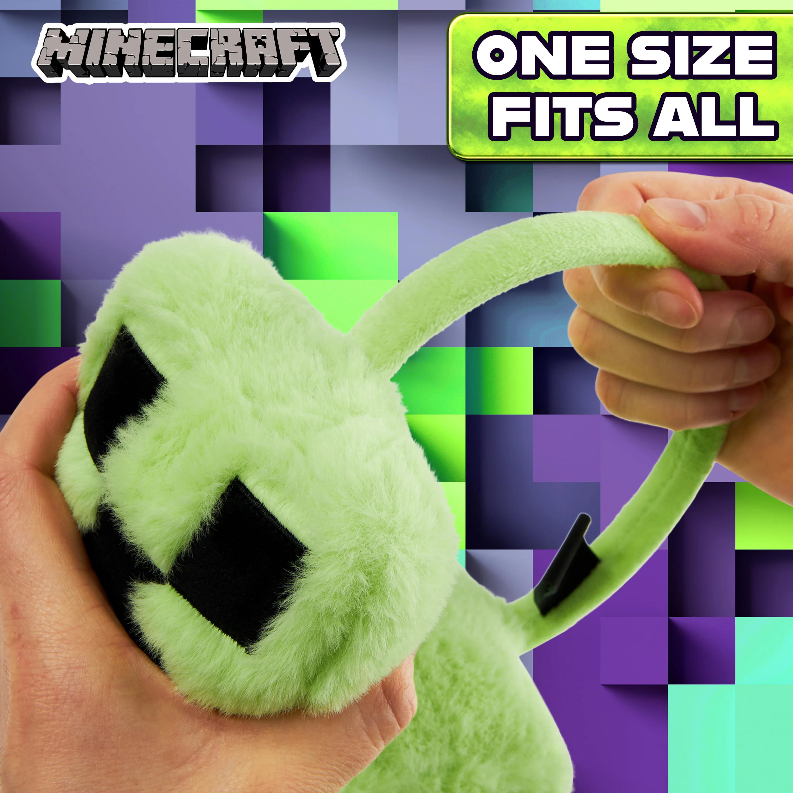 Minecraft Ear Muffs Kids - Creeper Winter Accessories Warm Cosy Earmuffs for School Travel Days Out - Gifts for Gamers - Image 3