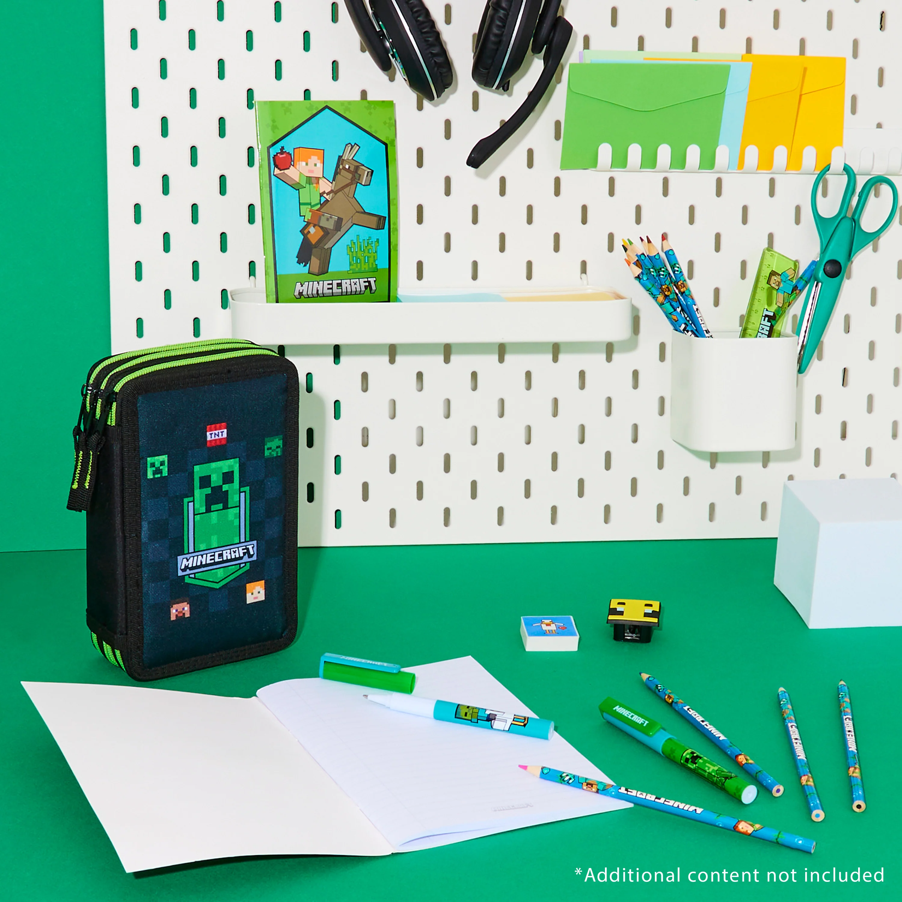 Minecraft Filled Pencil Case for Kids with Multiple Compartments, Stationery Included - School Supplies (Black AOP) - Image 2