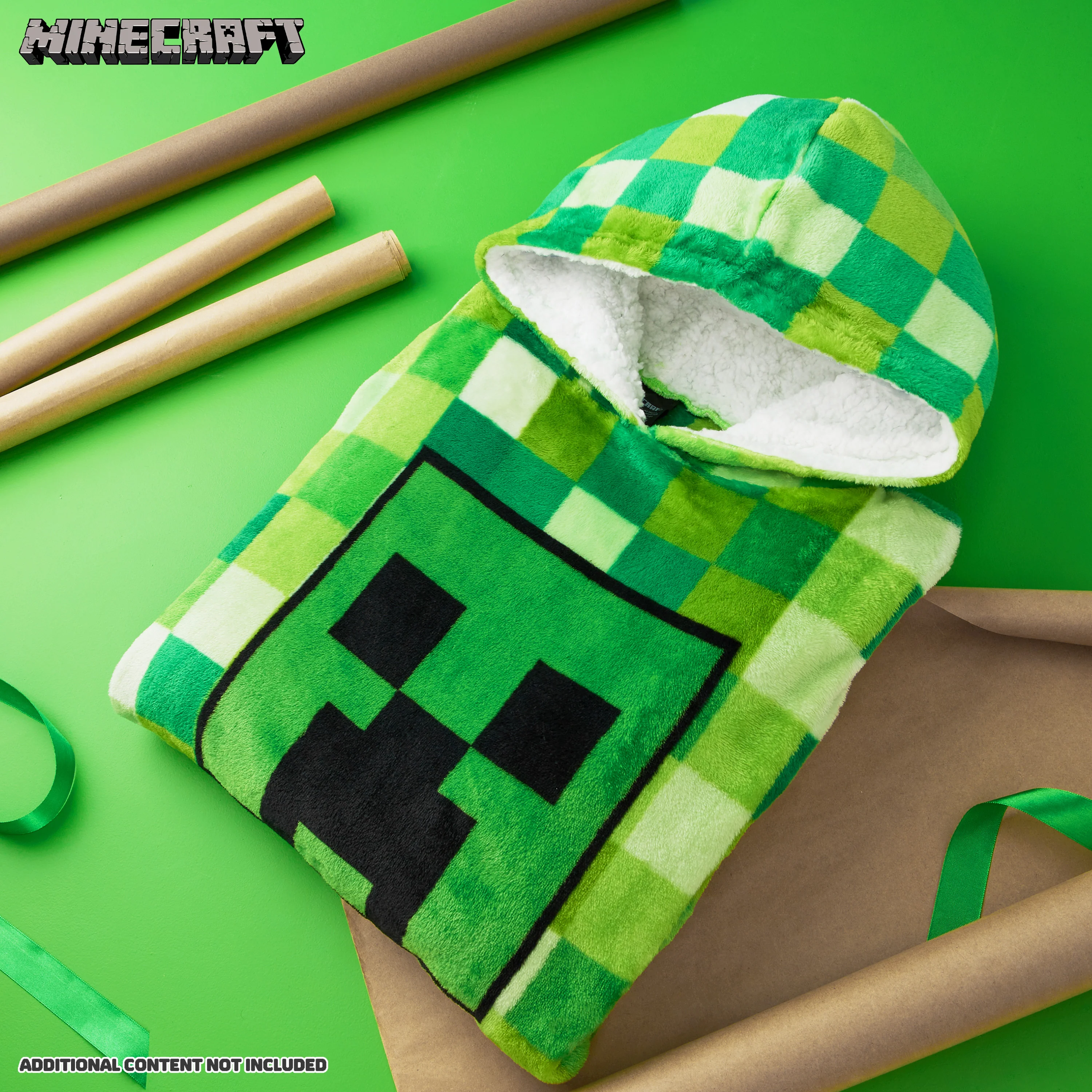 Minecraft Fleece Hoodie Blanket for Kids - Green - Image 2