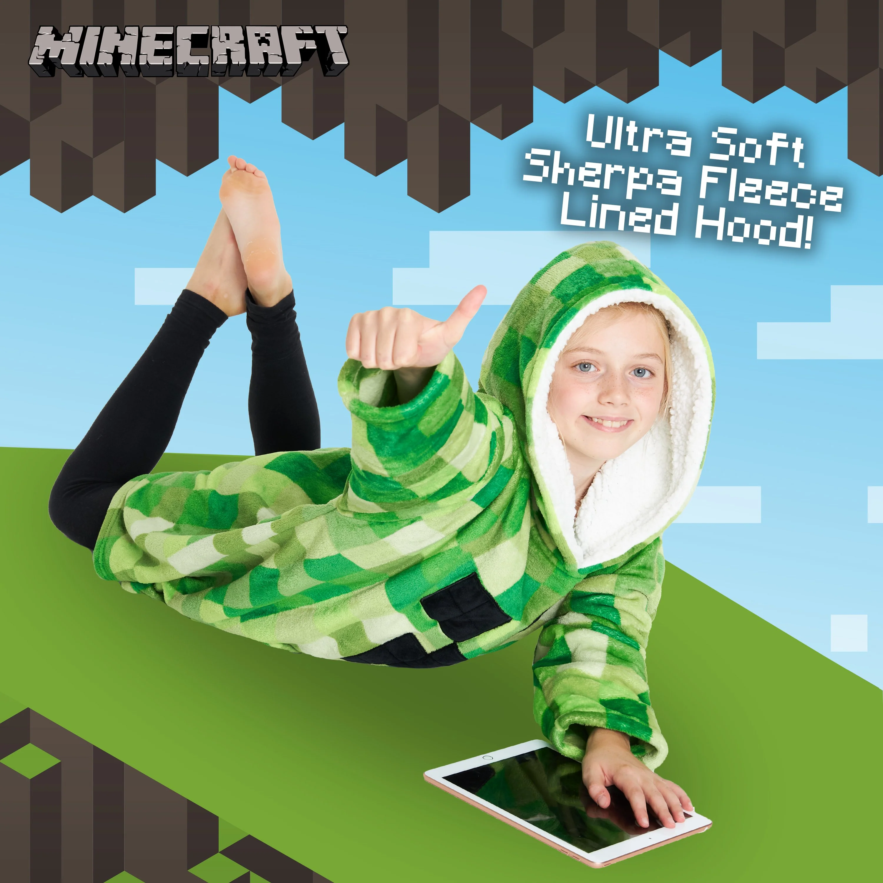 Minecraft Green Hoodie for Kids, Oversized Blanket Hoodie Boys, Minecraft Gifts - Image 4