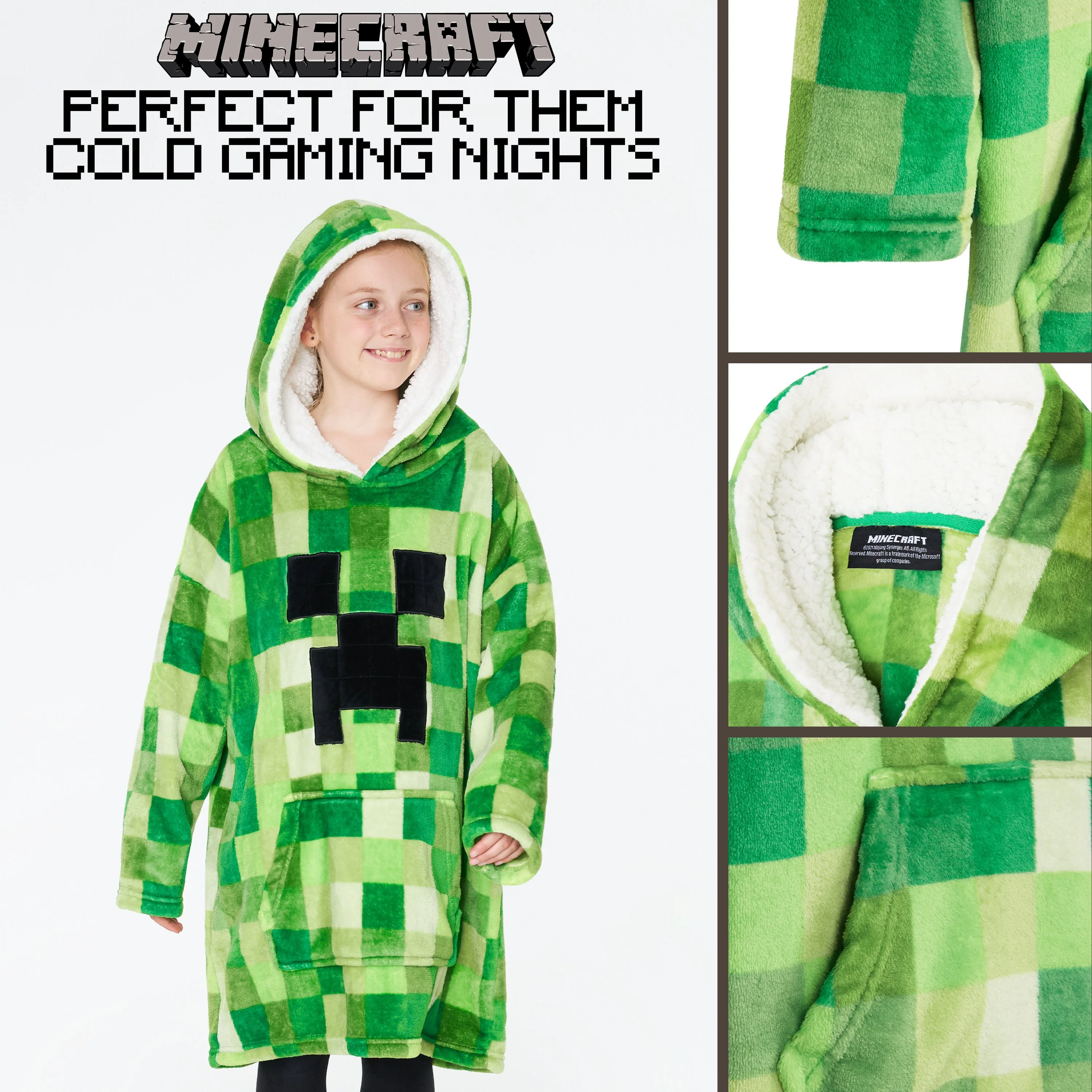 Minecraft Green Hoodie for Kids, Oversized Blanket Hoodie Boys, Minecraft Gifts - Image 5