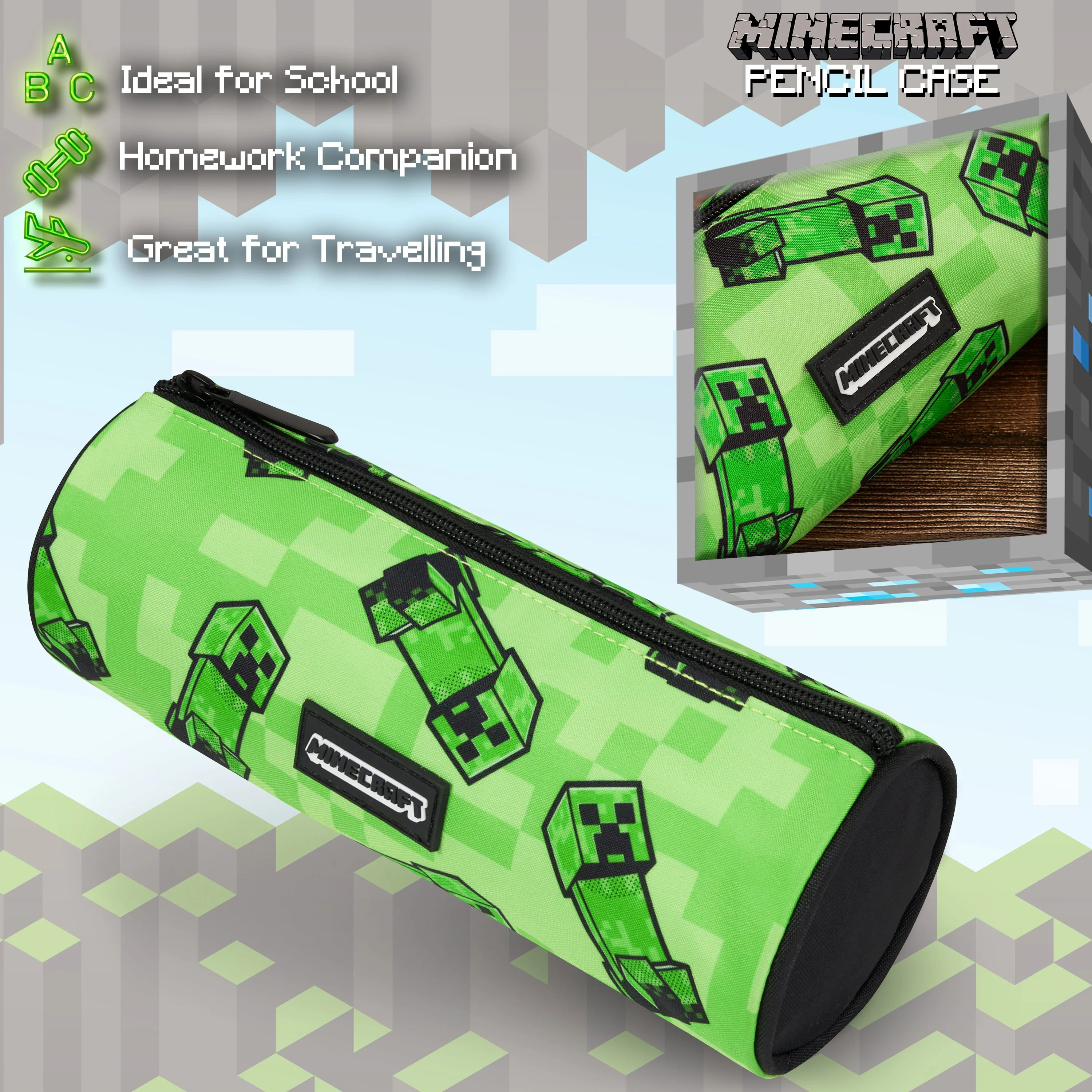 Minecraft Green Pencil Case, Kids Pencil Case, Boys School Supplies, Minecraft Gifts - Image 4