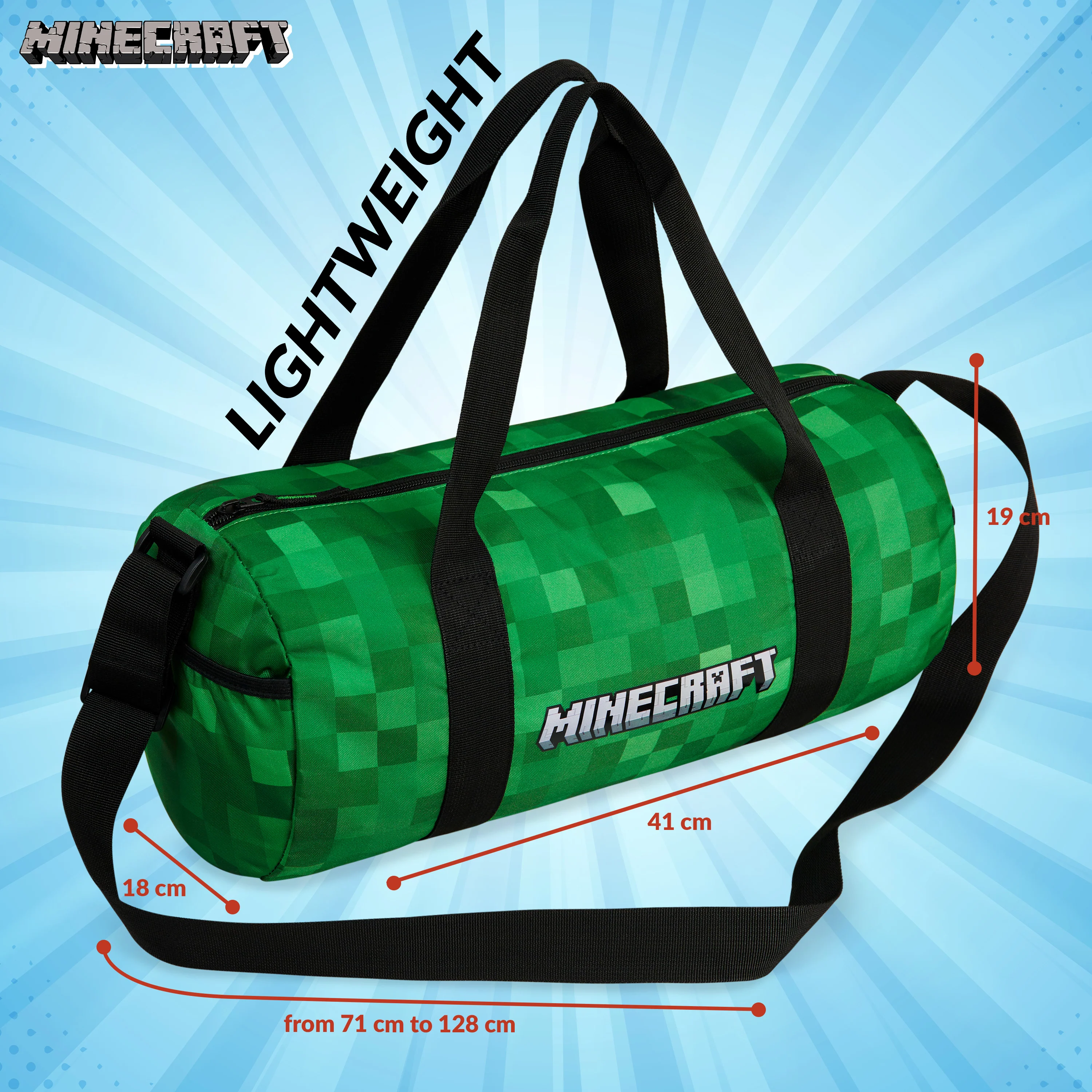 Minecraft Gym Bag for Kids, Boys Duffle Bag Large Holdall - Image 6