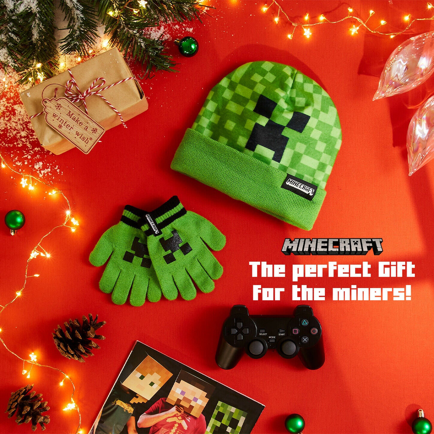 Minecraft Beanie Hat or Beanie and Kids Gloves Set - Creeper Kids Winter Set Warm Winter Hat - Gaming Gifts for Boys - Image 5