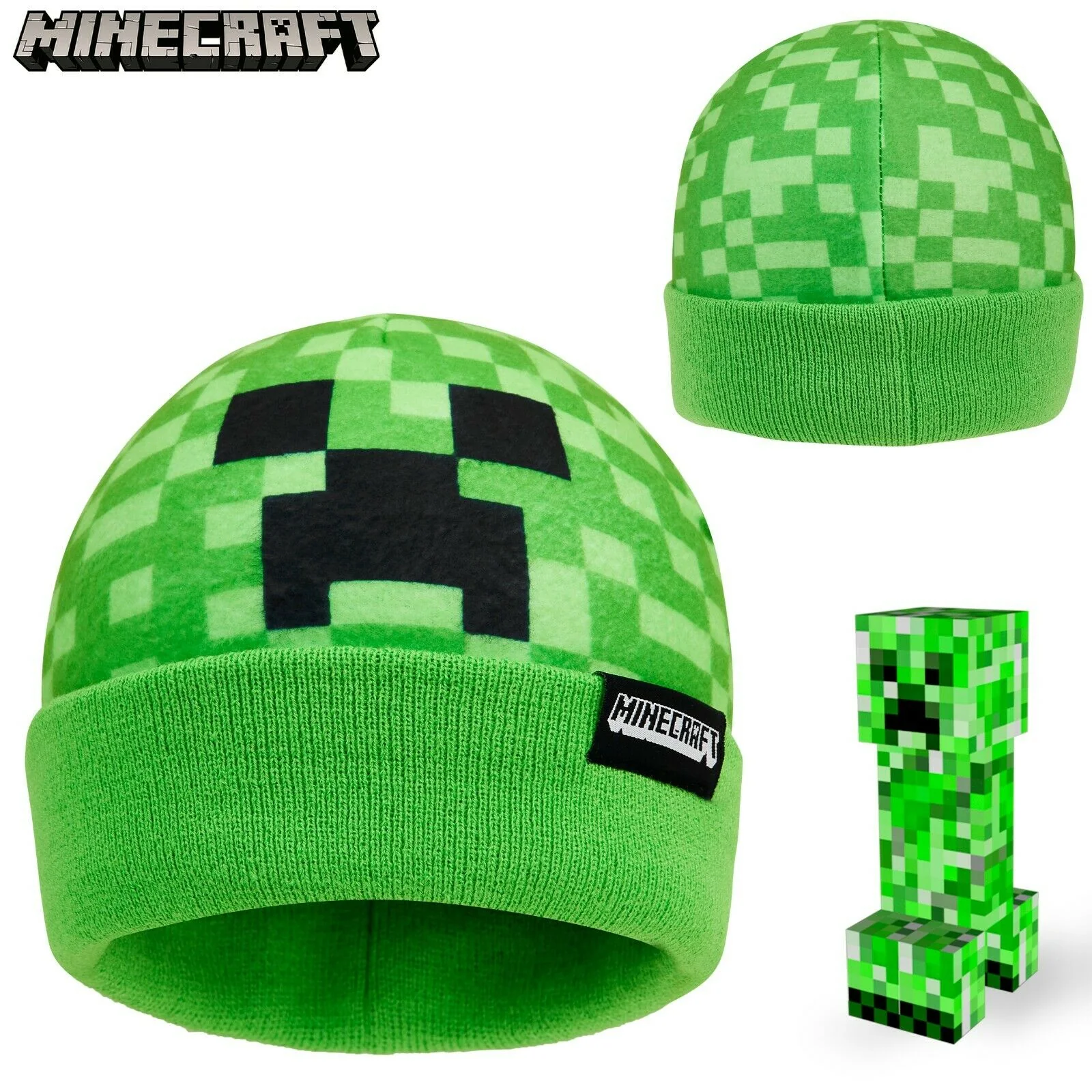 Minecraft Beanie Hat or Beanie and Kids Gloves Set - Creeper Kids Winter Set Warm Winter Hat - Gaming Gifts for Boys - Image 7