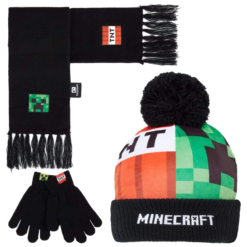 Minecraft Hat Scarf And Gloves Set Boys, Gaming Gifts For Boys