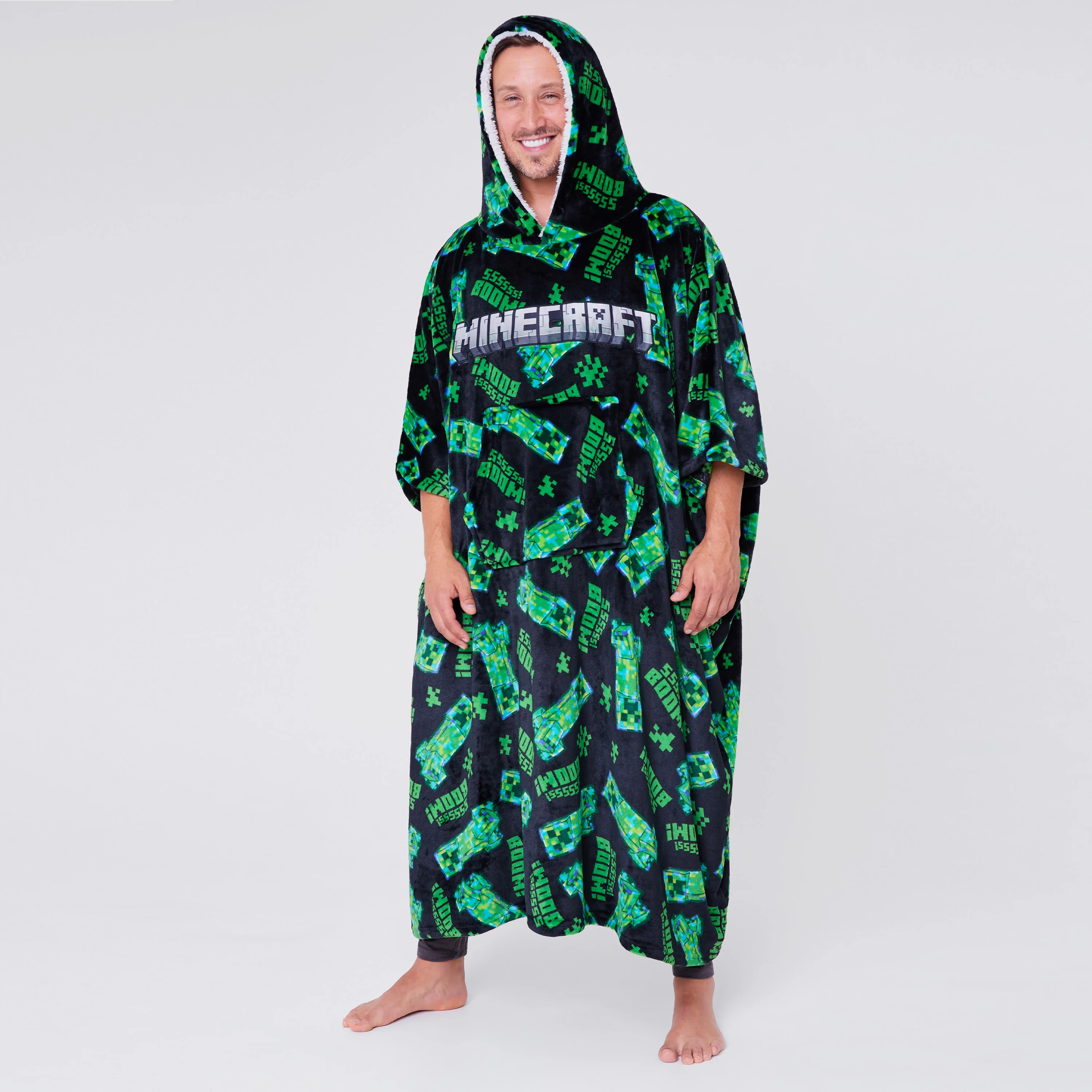 Minecraft Hoodie Blanket for Men and Teenagers - Cosy Oversized Fleece Hoodie One Size Sherpa Hood - Gifts for Men - Image 2