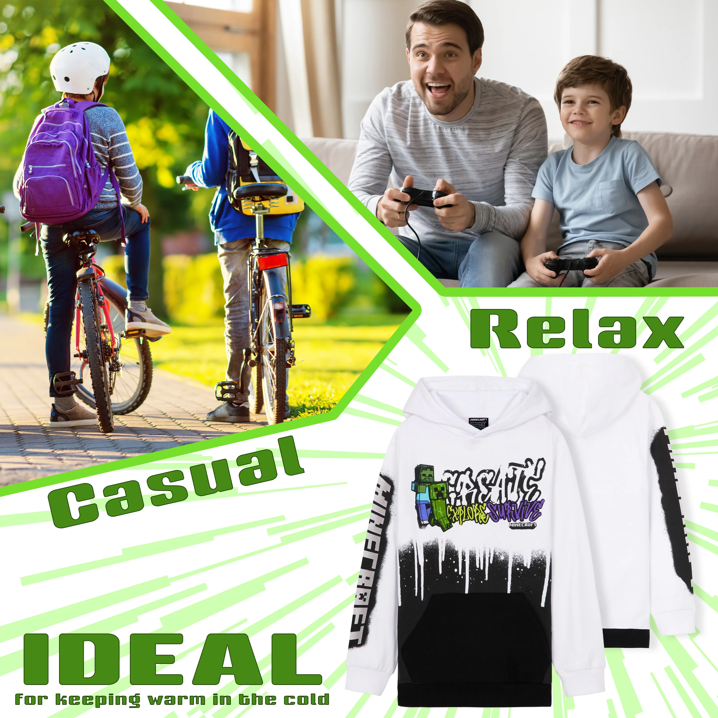 Minecraft Hoodie for Boys and Teenagers - Creeper Boys Hoodies - Image 5