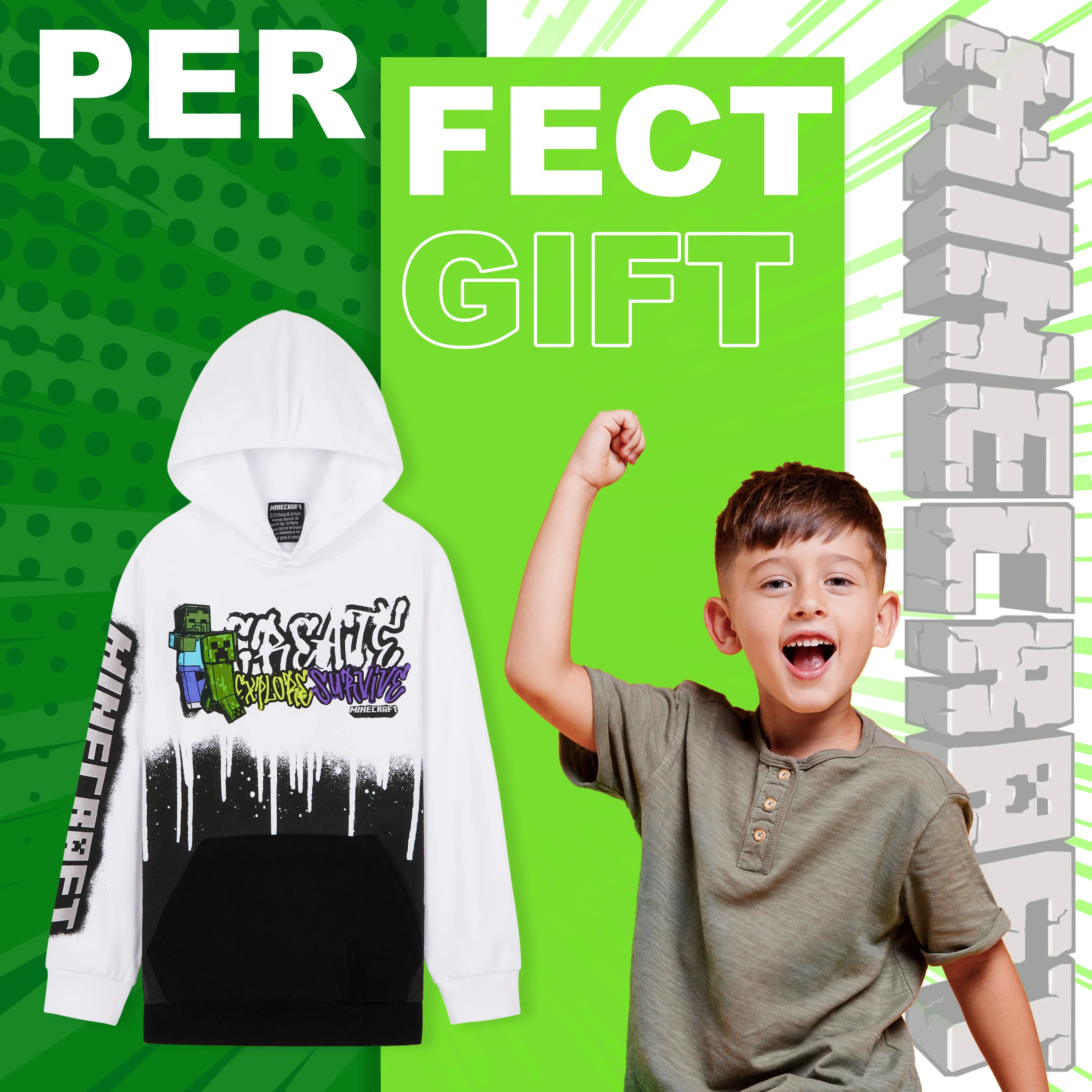 Minecraft Hoodie for Boys and Teenagers - Creeper Boys' Hoodies - Image 3