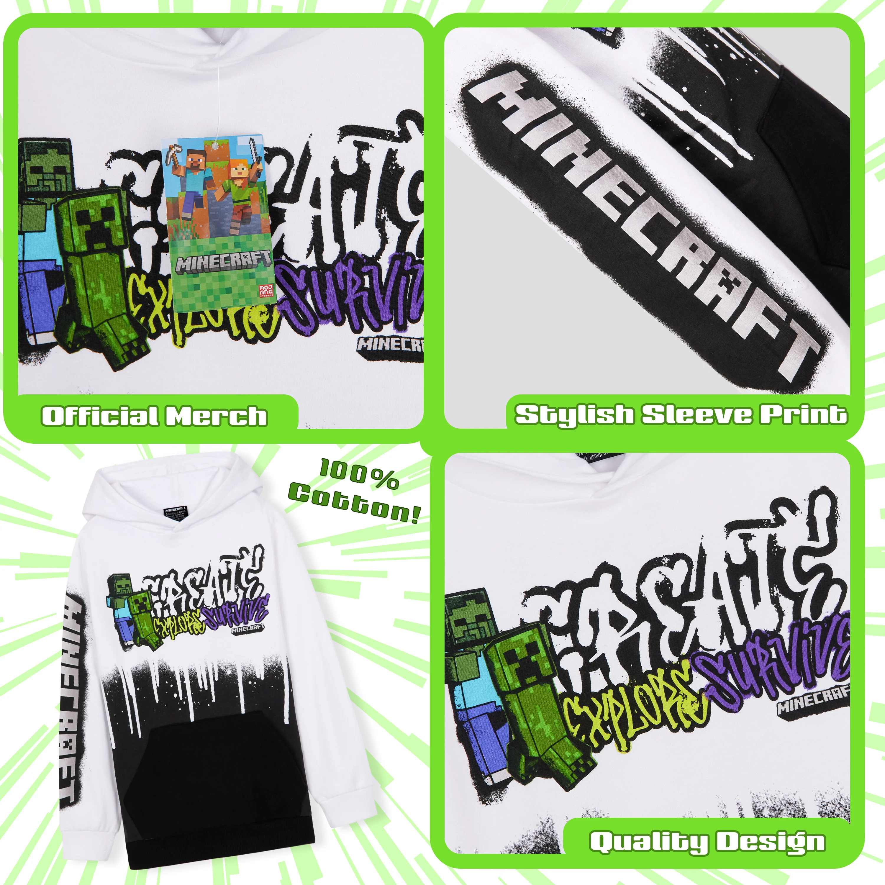 Minecraft Hoodie for Boys and Teenagers - Creeper Boys' Hoodies - Image 4