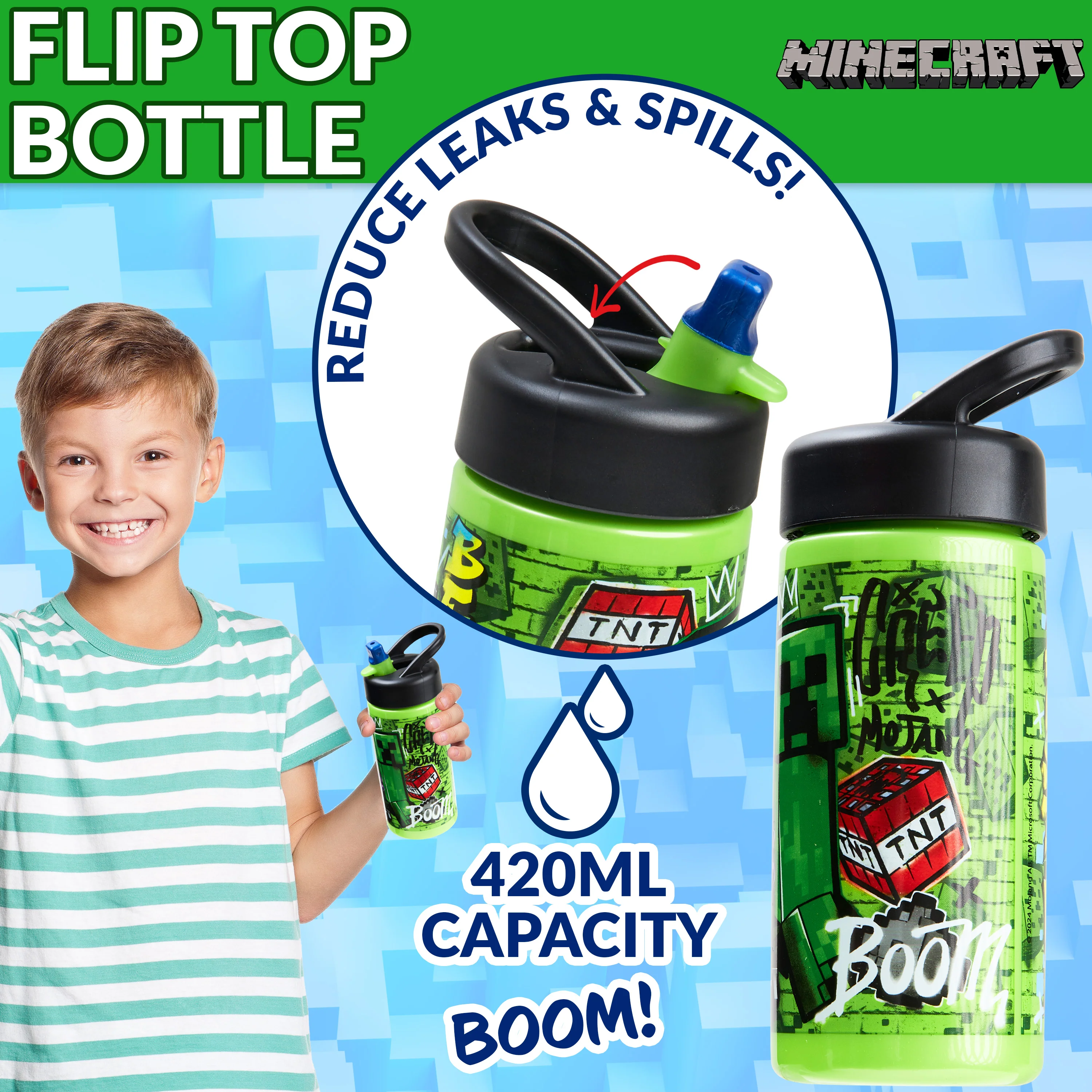 Minecraft Insulated Kids Lunch Bag Lunch Box and Kids Water Bottle 420ml, 3 Piece Set - Image 4
