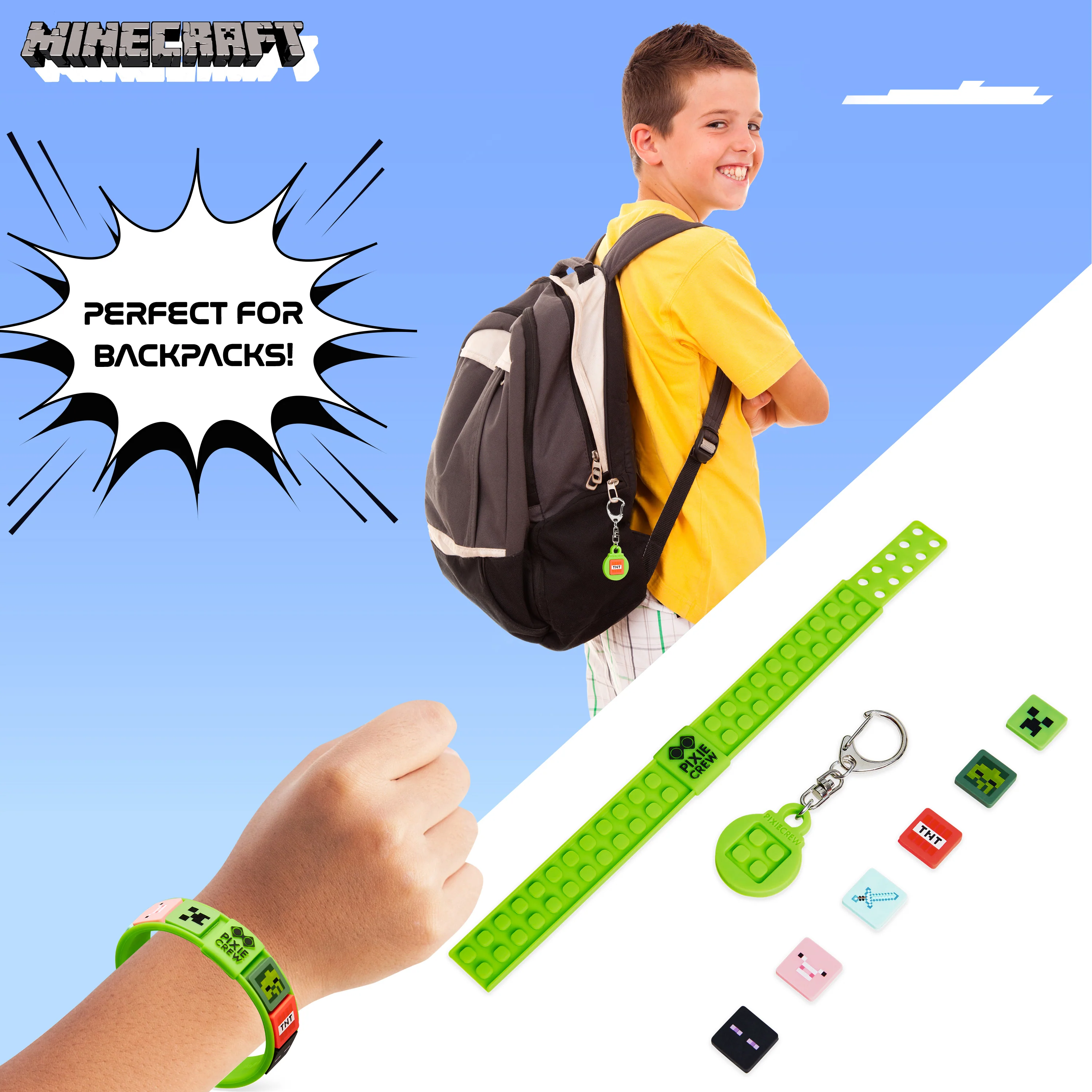 Minecraft Keyring and Wristband Set for Kids, Creeper Key Chain, Gaming Gifts - Image 6