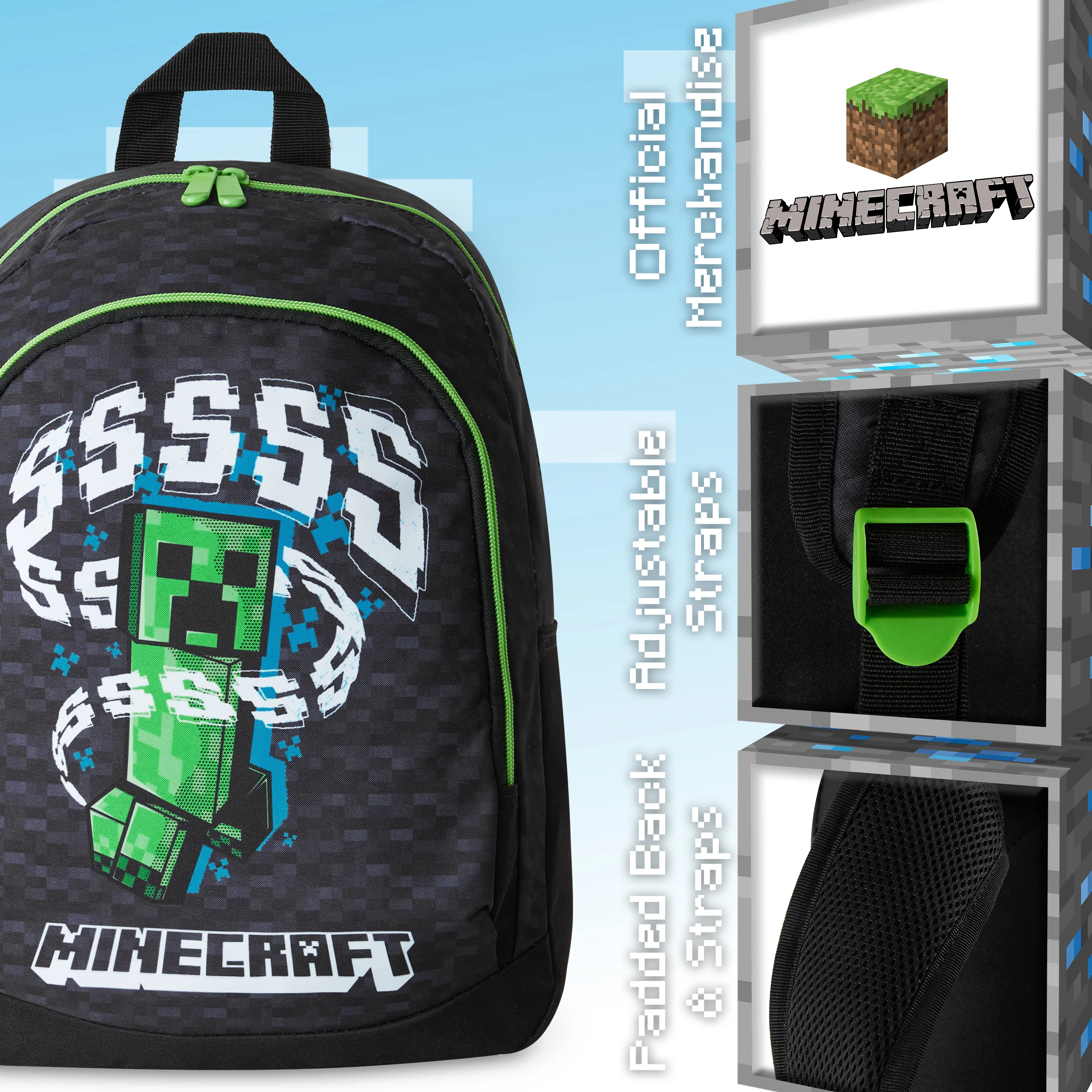 Minecraft Kids School Backpack with Zipped Front Pocket for Sports,Travel - Gamer Gifts - Image 4