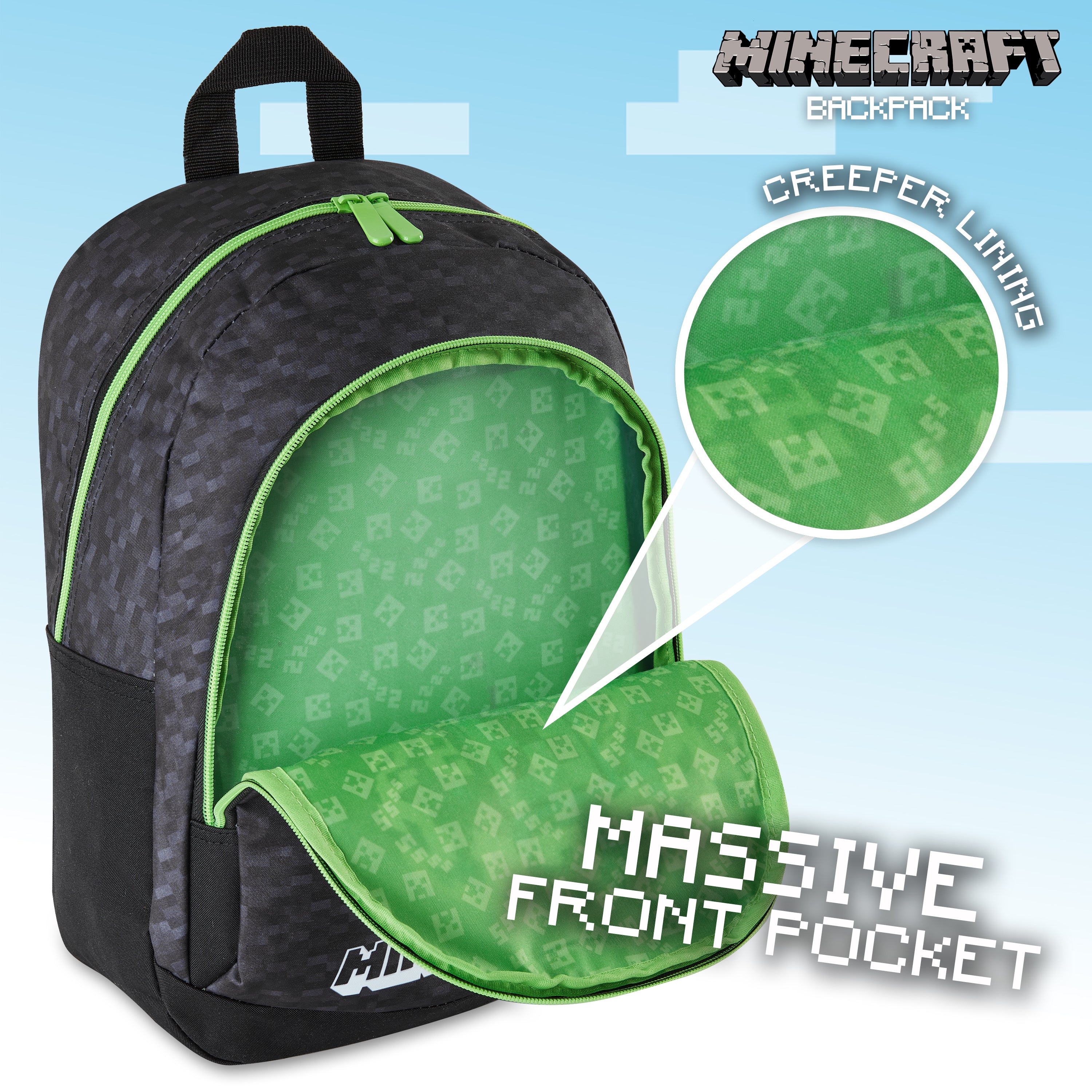 Minecraft Kids School Backpack with Zipped Front Pocket for Sports,Travel - Gamer Gifts - Image 5