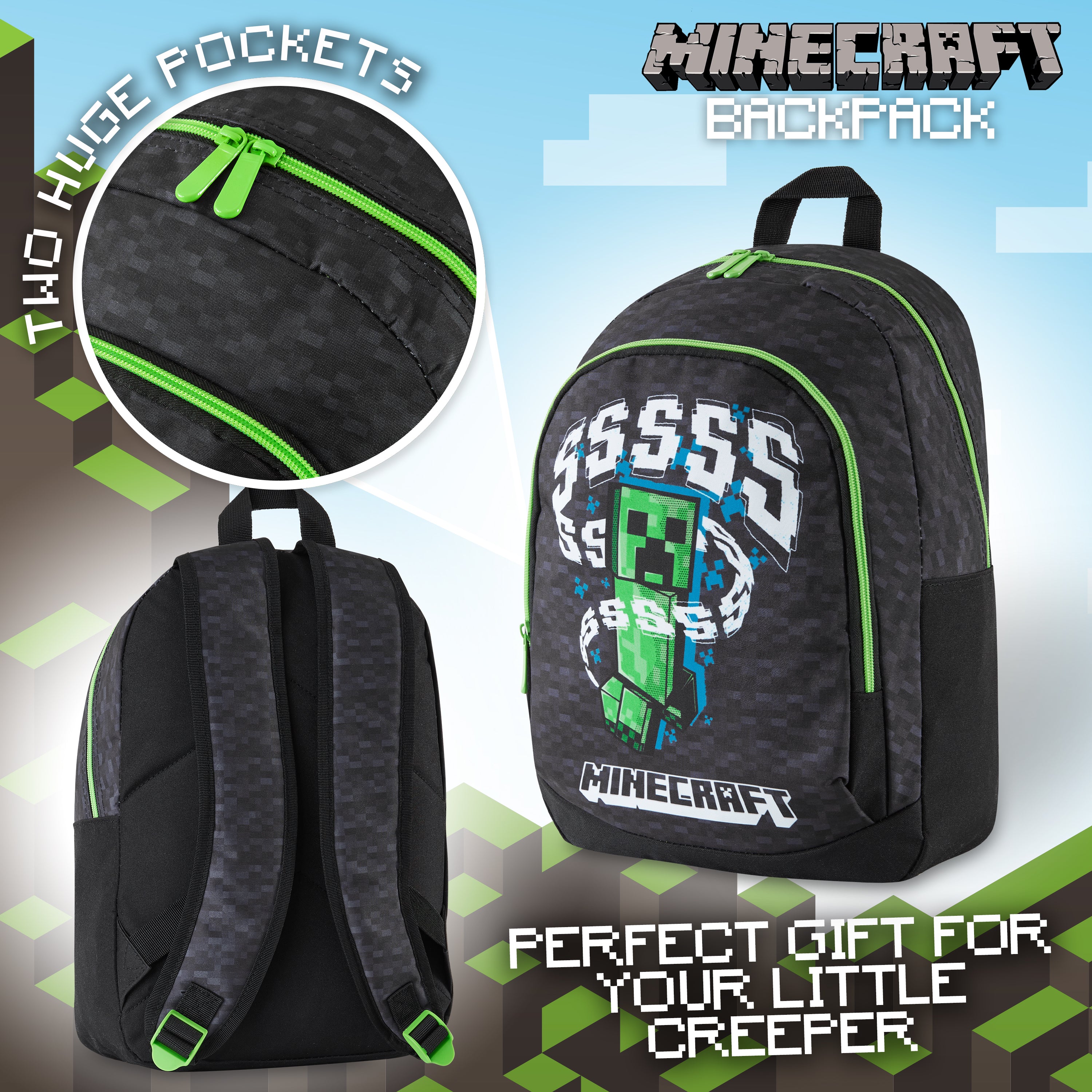 Minecraft Kids School Backpack with Zipped Front Pocket for Sports,Travel - Gamer Gifts - Image 6
