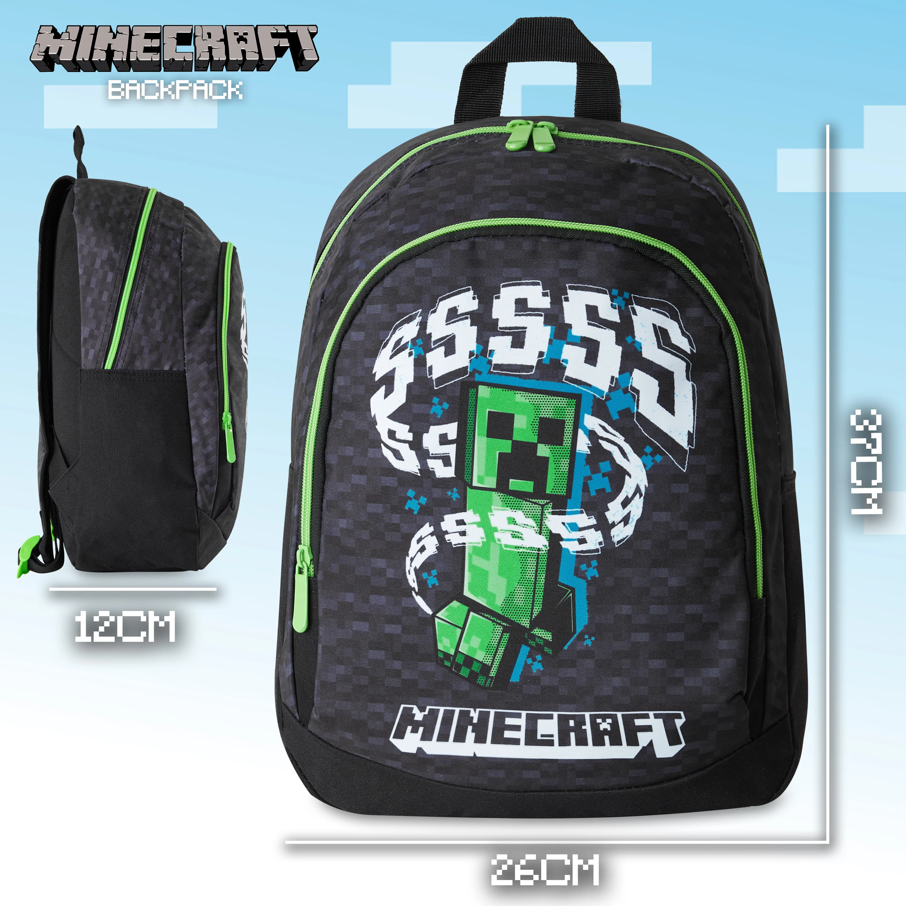 Minecraft Kids School Backpack with Zipped Front Pocket for Sports,Travel - Gamer Gifts - Image 7