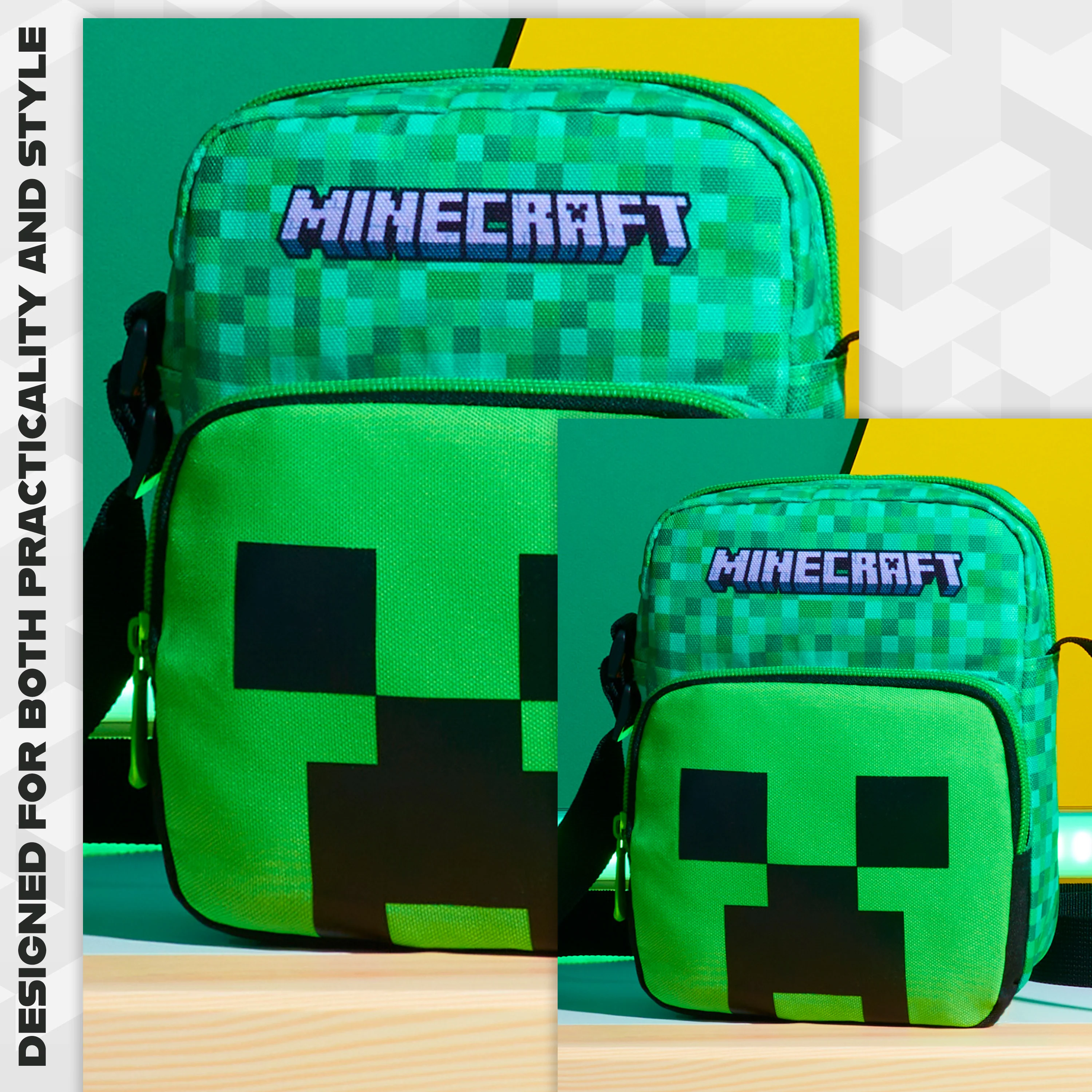 Minecraft Kids Shoulder Bag, Creeper Crossbody Bag with Adjustable Strap - Gamer Gifts for Boys - Image 5