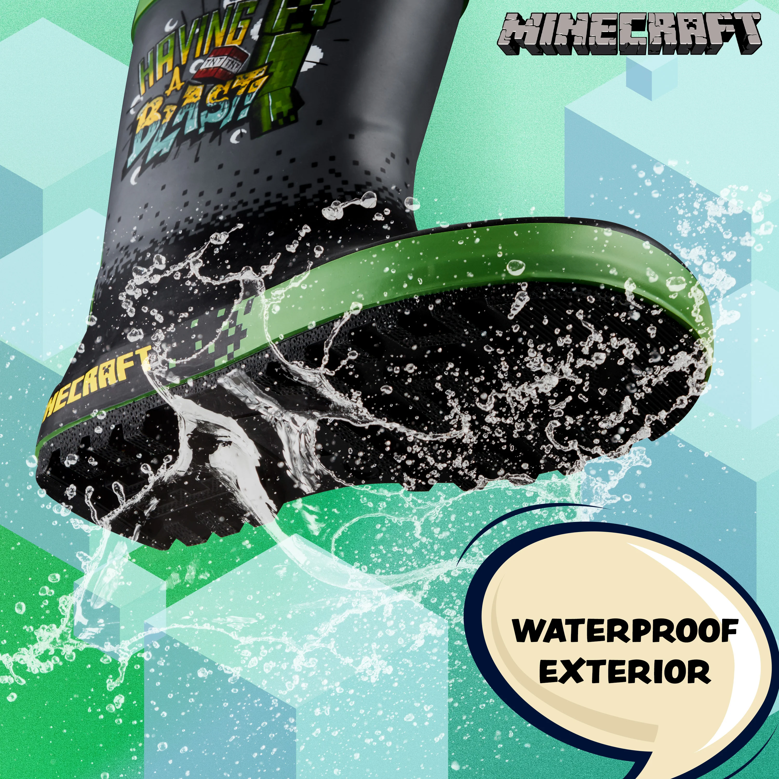 Minecraft Kids Wellies, Gamer Wellington Boots for Boys and Girls - Image 3