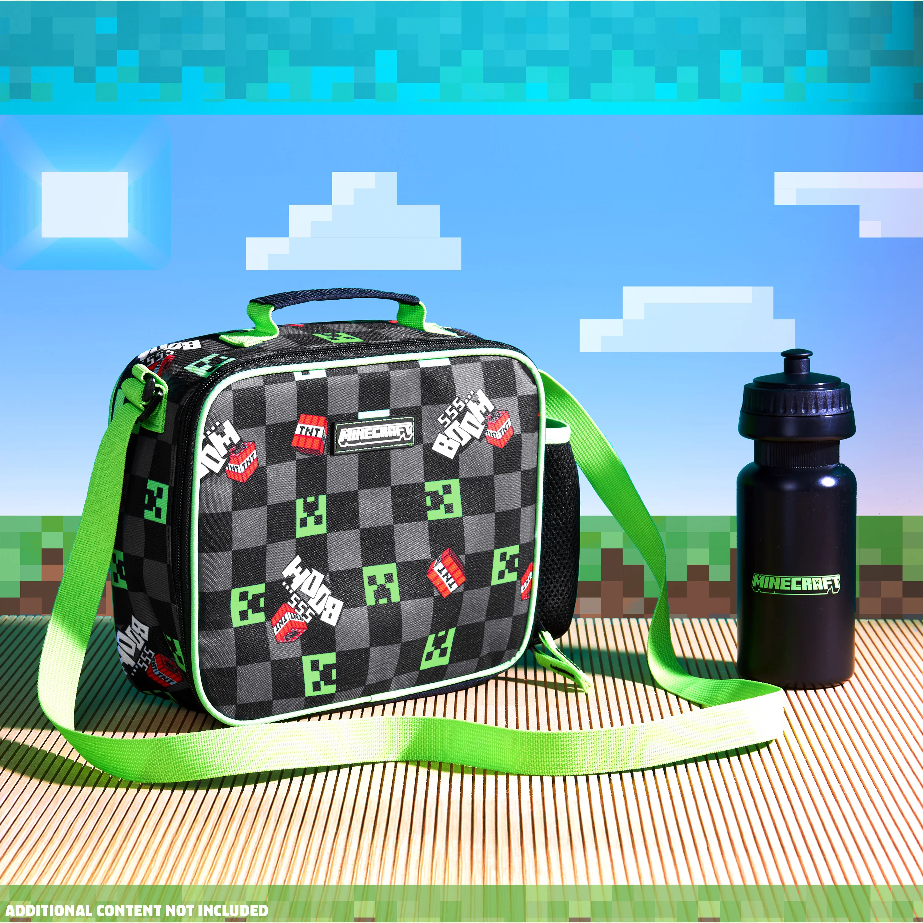 Minecraft Lunch Bag for Kids Insulated Lunch Box Creeper Snacks Food Carrier Options with Water Bottle for School Travel Picnic Cooler Bag (Black/Green) - Image 5