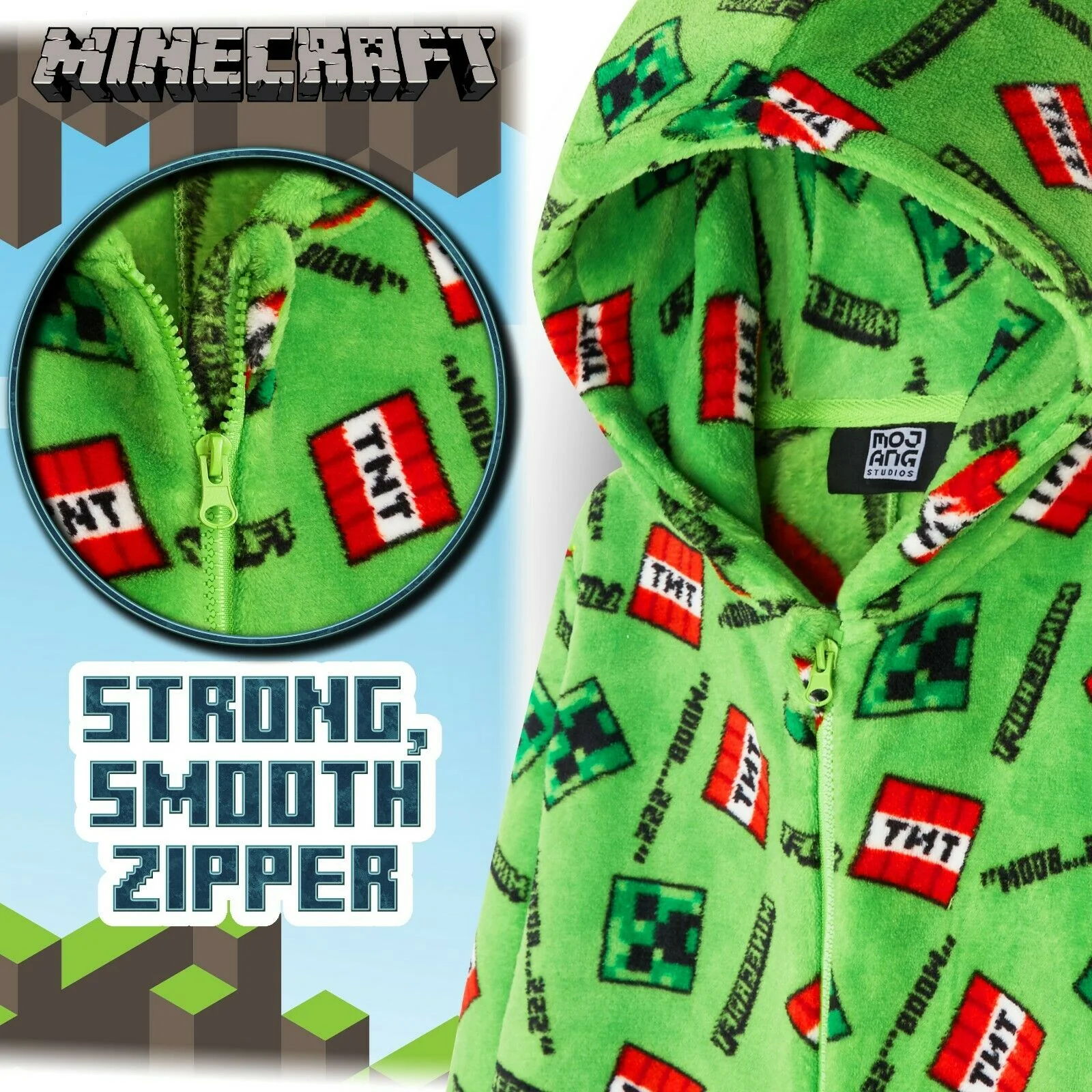 Minecraft Boys Fleece Onesie, Hooded Onesie Pyjamas - Gifts for Gamers - Image 5